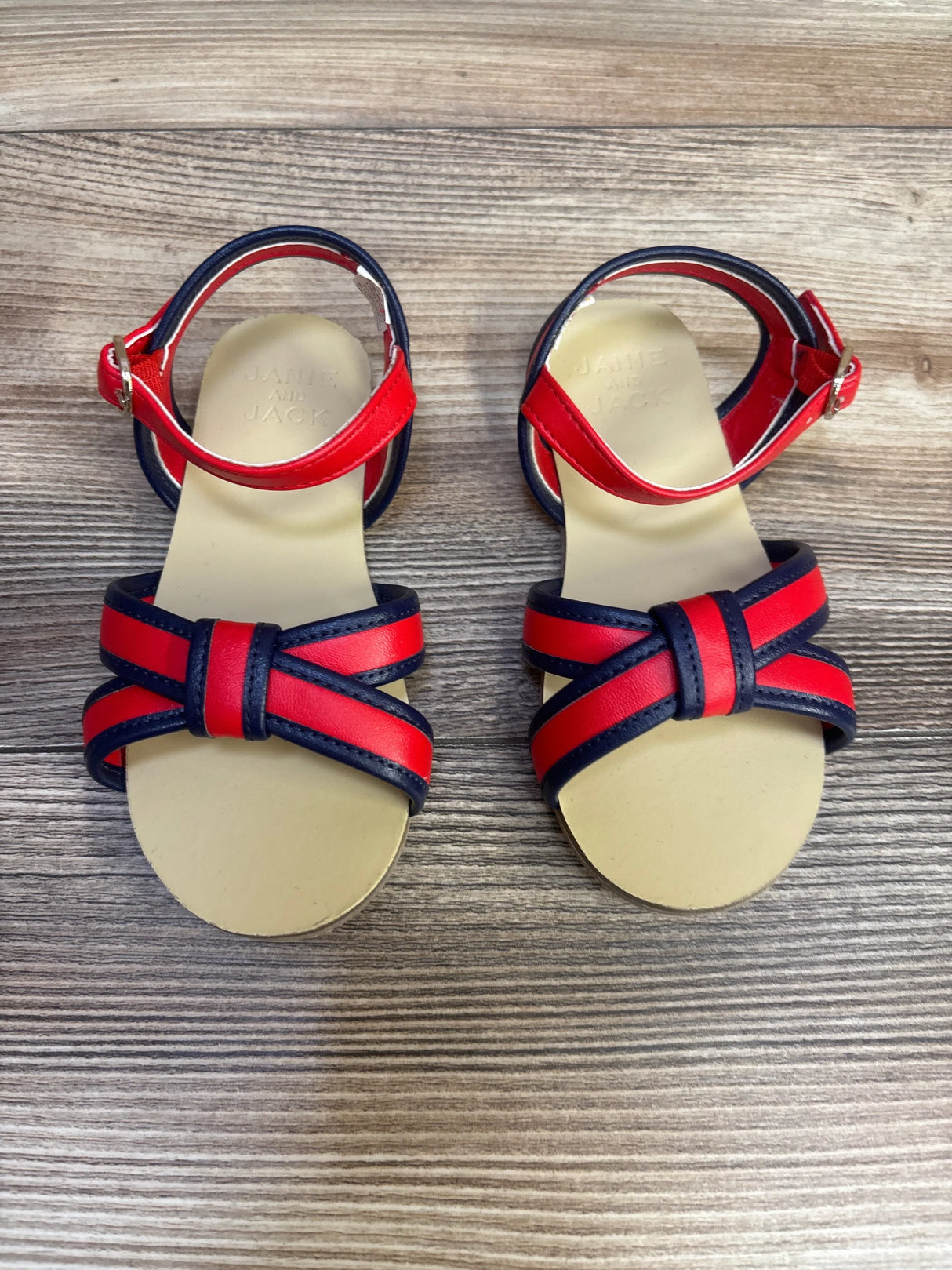 Janie & Jack Striped Cross-Strap Sandals in Very Cherry sz 8c