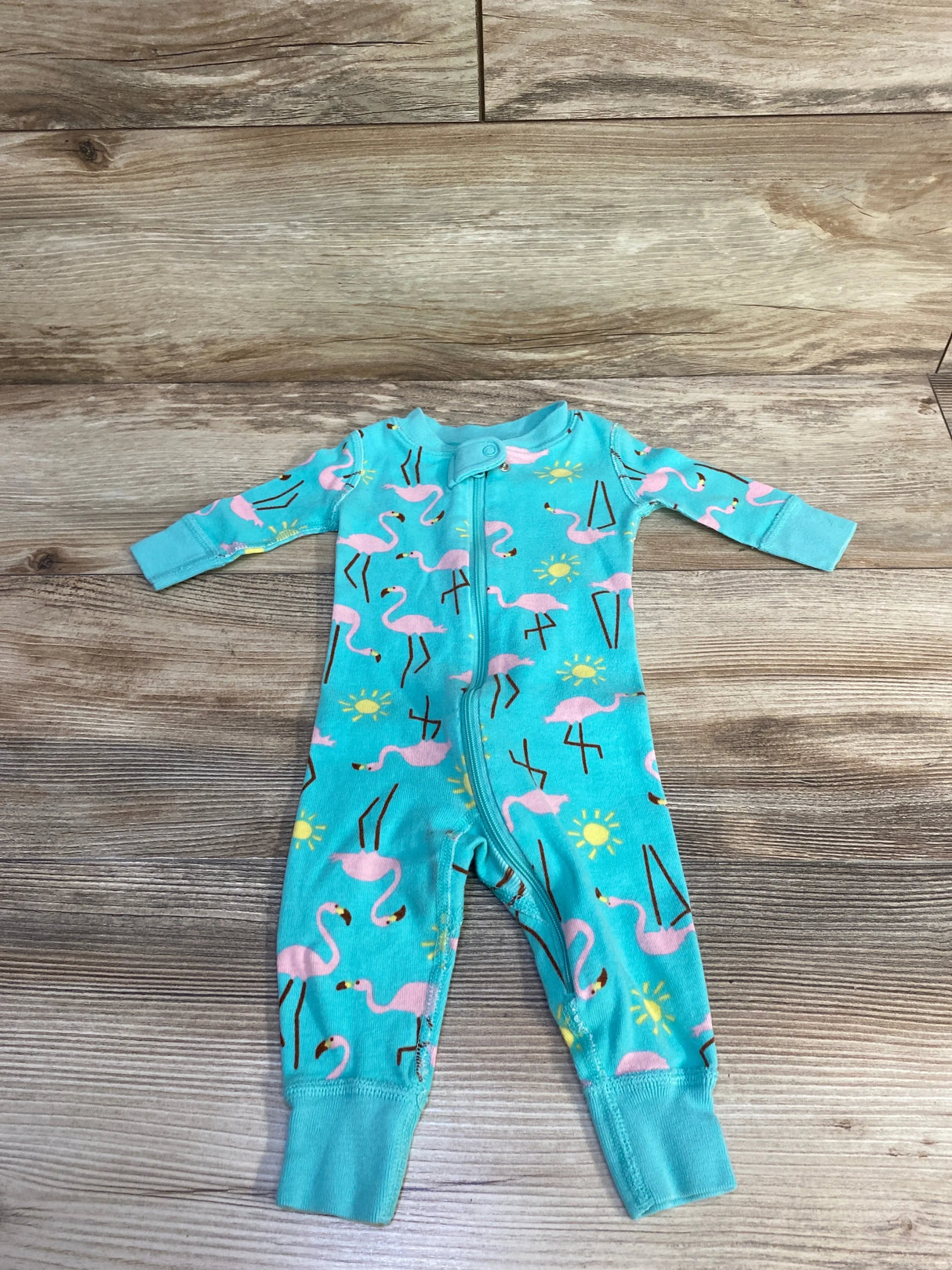 Hanna Andersson Flamingo Sleeper Teal sz 0-3m