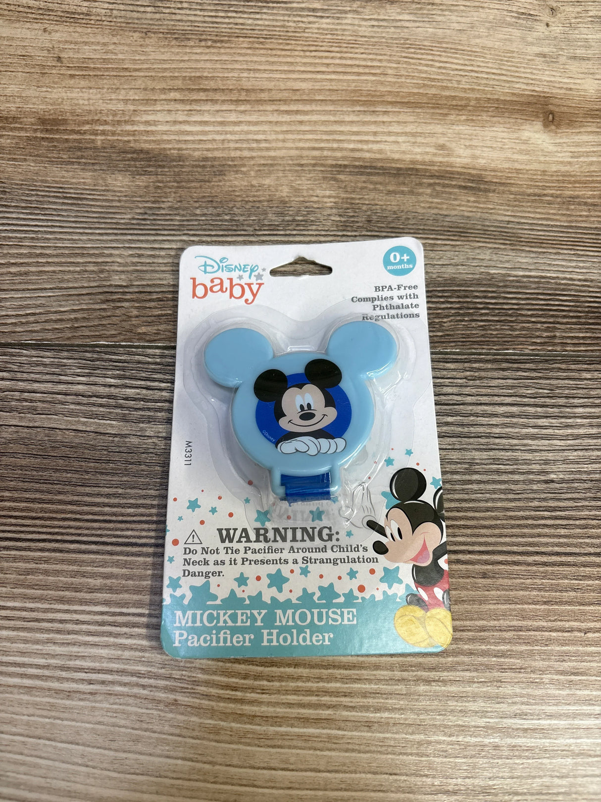 NEW Disney Baby Pacifier & Holder Mickey Mouse, Blue