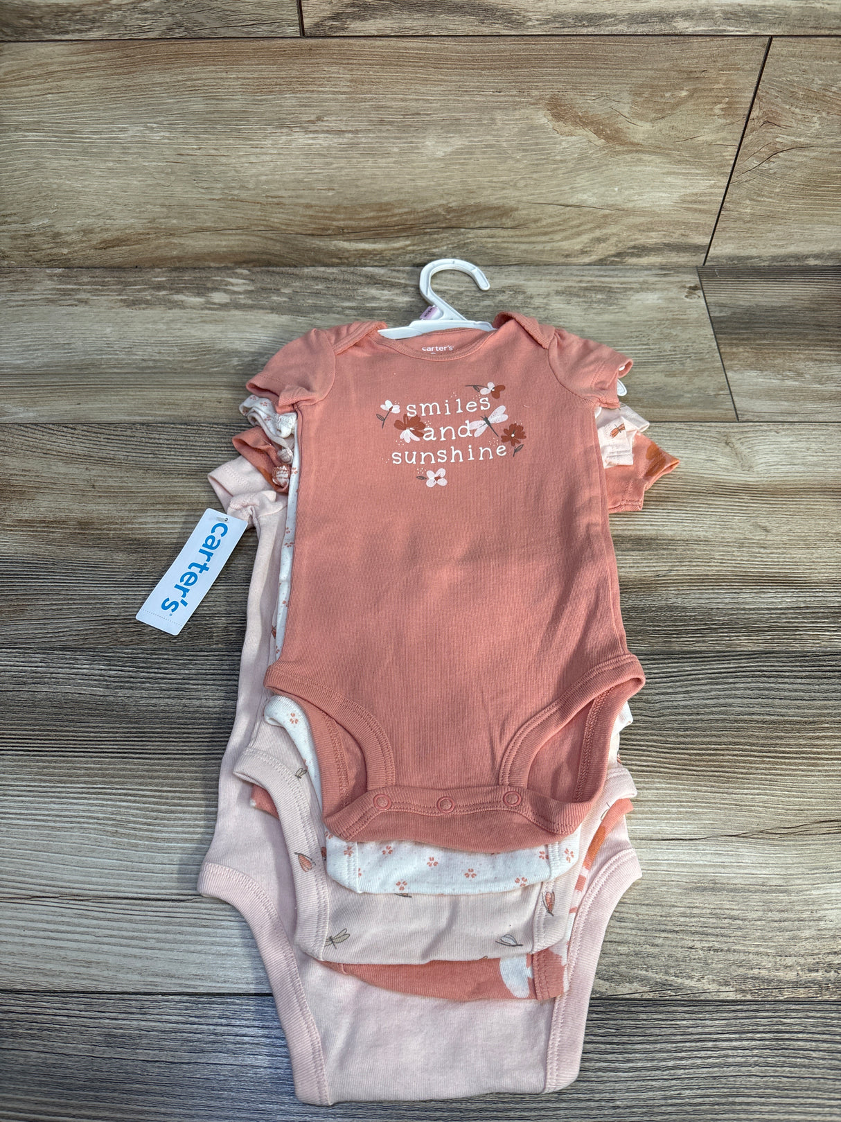 NEW Carter's 5pk Smile And Sunshine Bodysuits Pink sz 9m