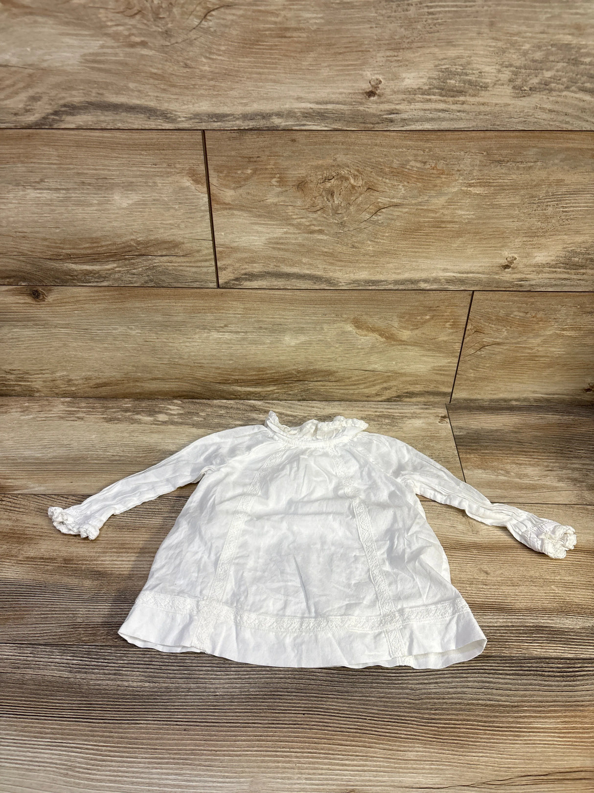 Ralph Lauren Lace Trim Long Sleeve Top White sz 9m
