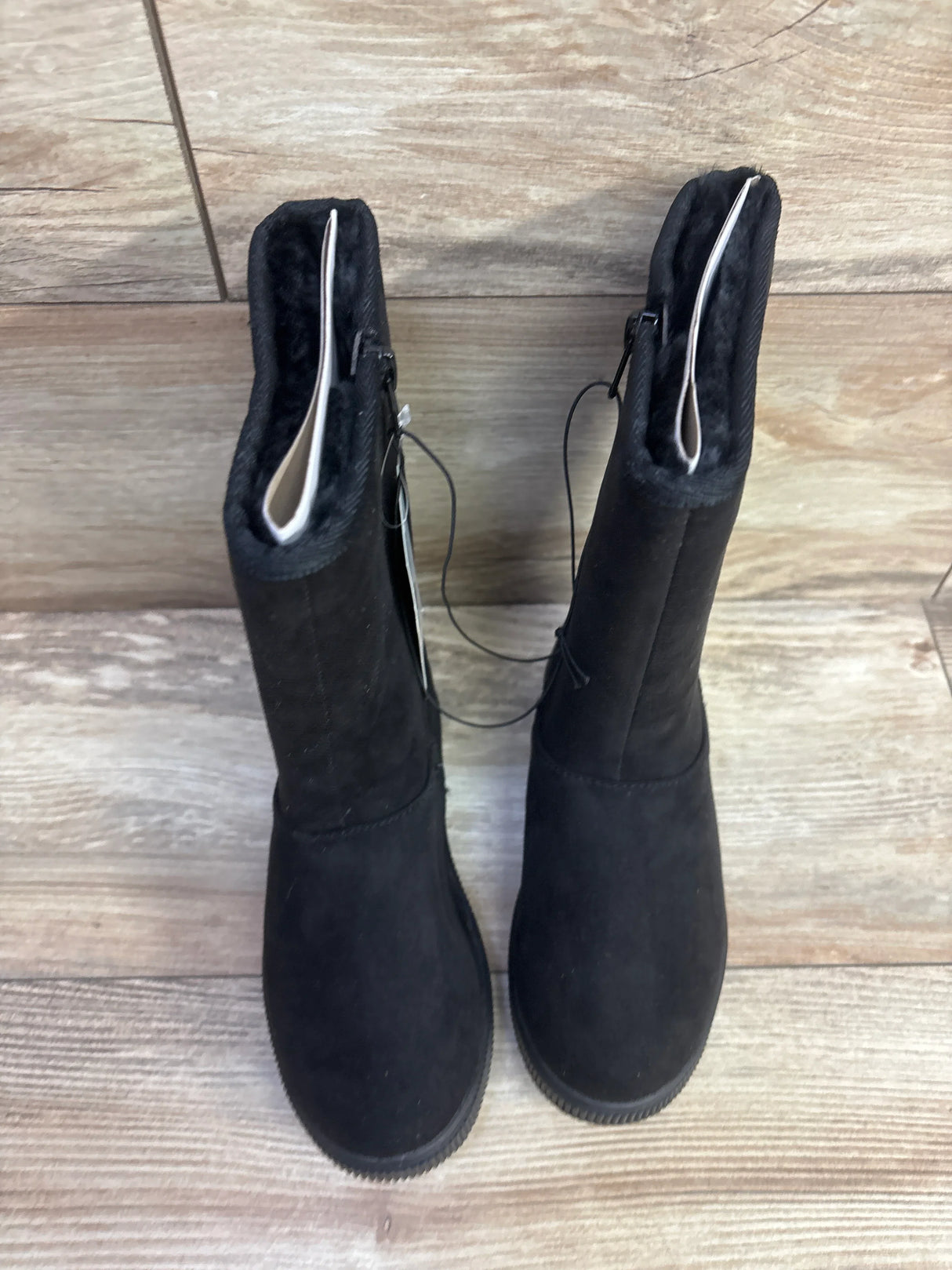 NEW Cat & Jack Natalia Tall Shearling Style Boots Black sz 13c