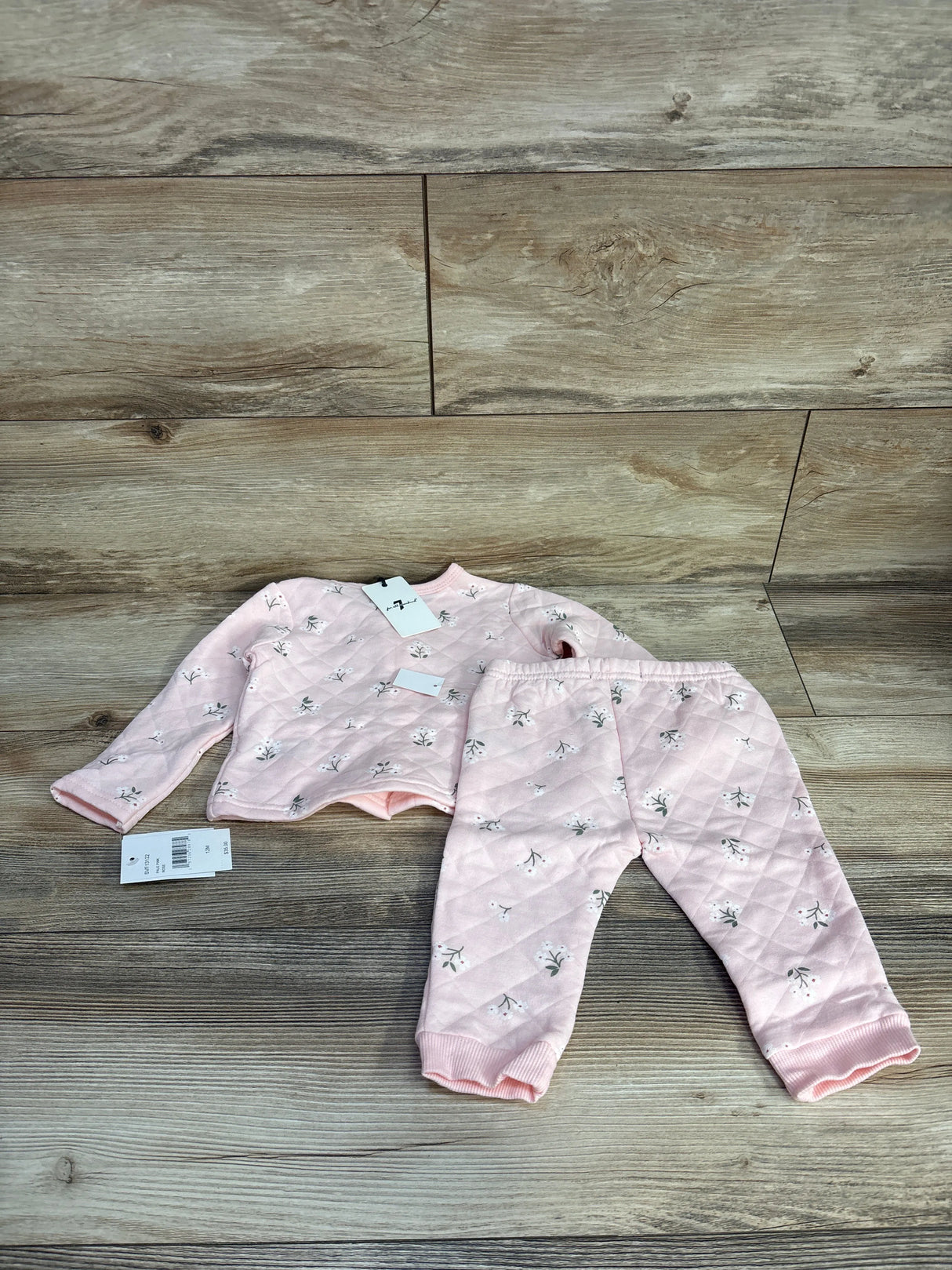 NEW 7 For All Mankind Textures 2pc Set Pink sz 12m