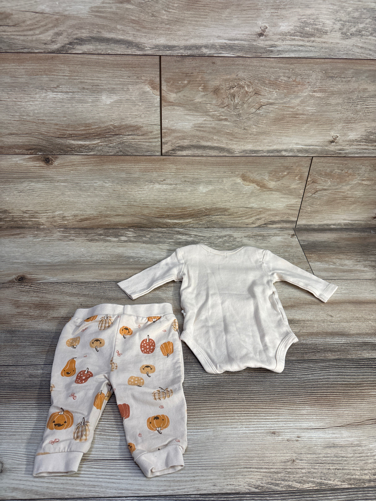 Rabbit + Bear Organic 2pc Cutest Pumpkin In The Patch Set Cream sz 0-3m