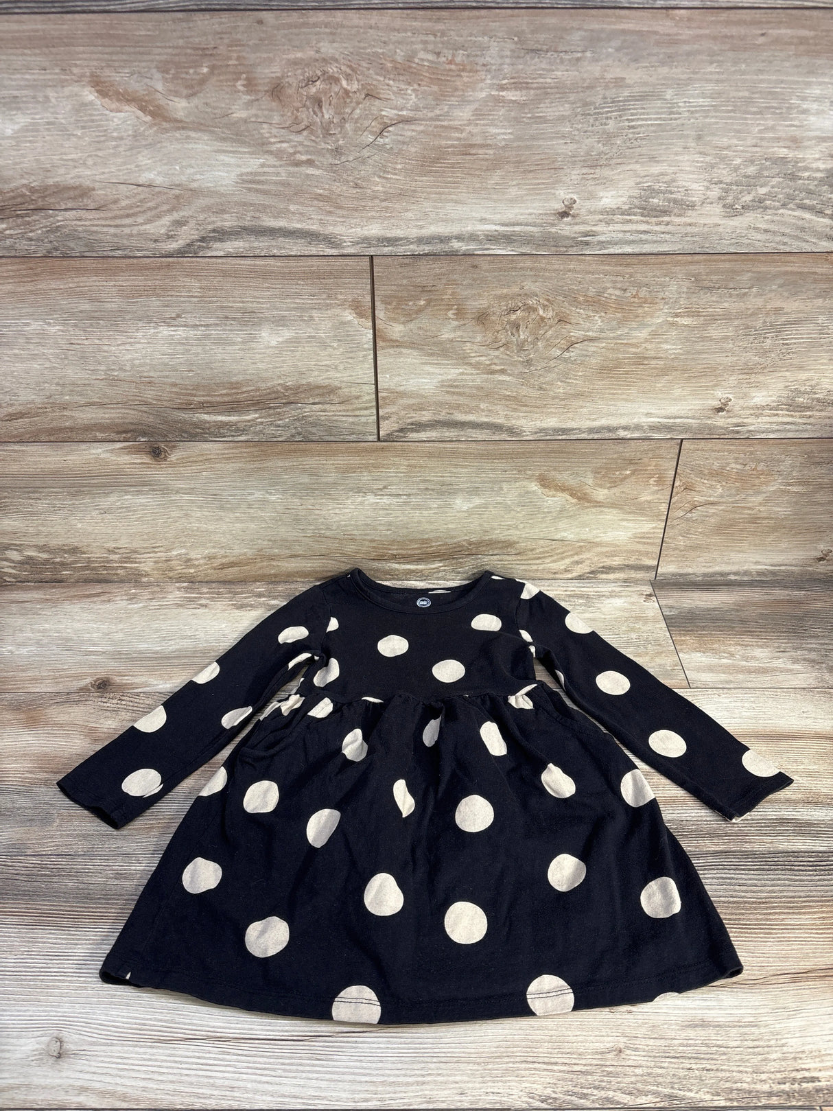 Wonder Nation Long Sleeve Polka Dot Dress Black sz 3T