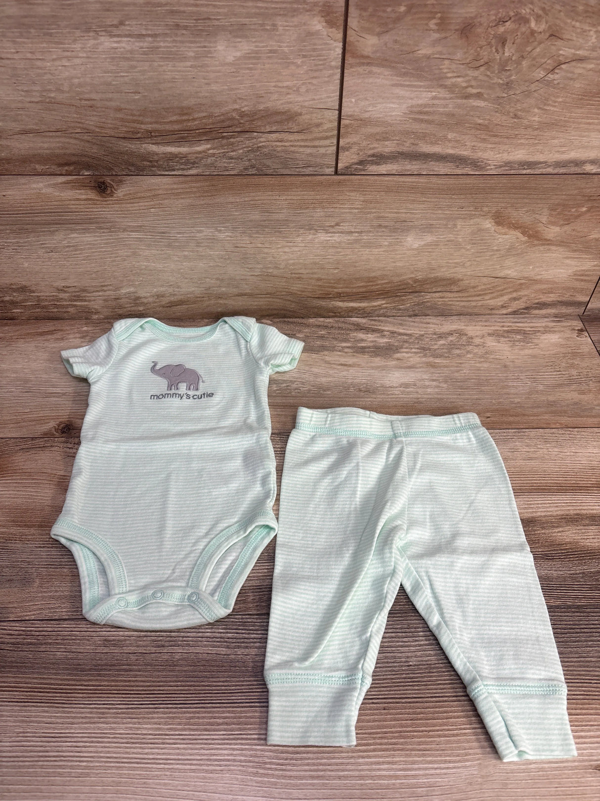 Simple Joys 2pc Elephant Mommy's Cutie Set Mint sz 3-6m