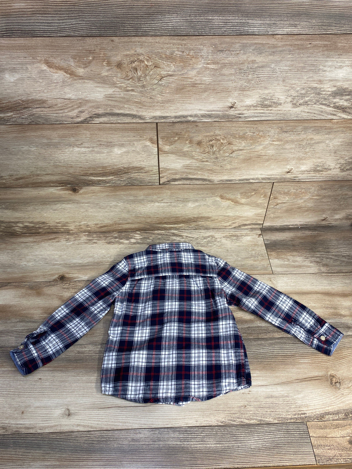 OshKosh Plaid Button Up Flannel Navy sz 5T