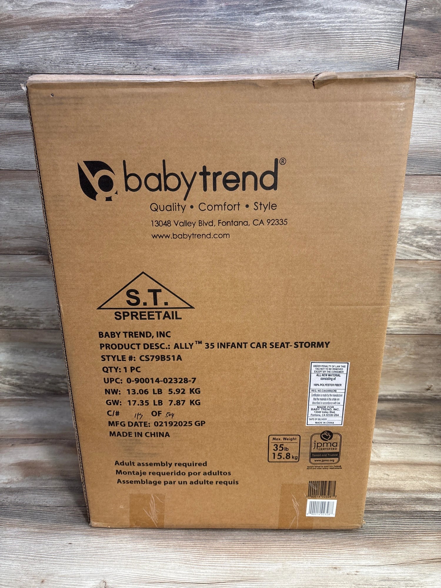 NEW Baby Trend Ally Infant Car Seat - Stormy (Up to 35lbs)