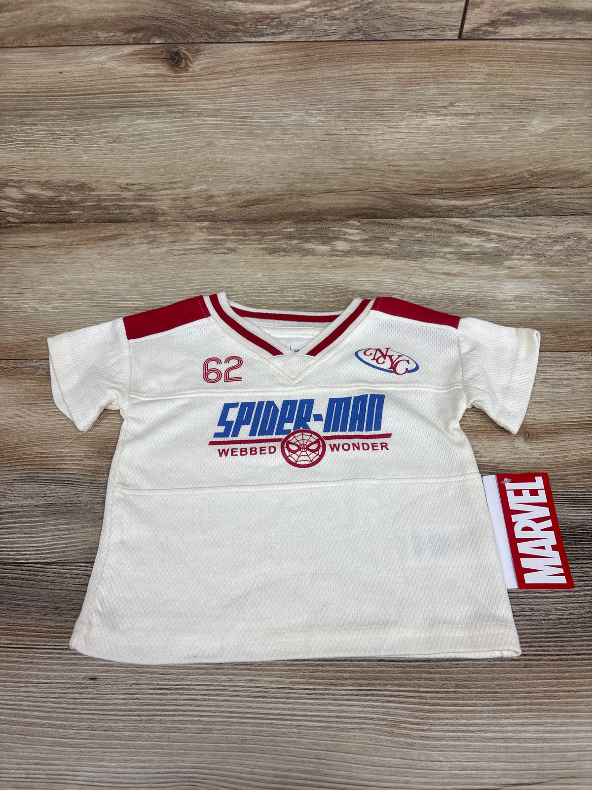 NEW Carter's x Marvel Spider-Man Mesh Jersey Shirt Cream sz 12m