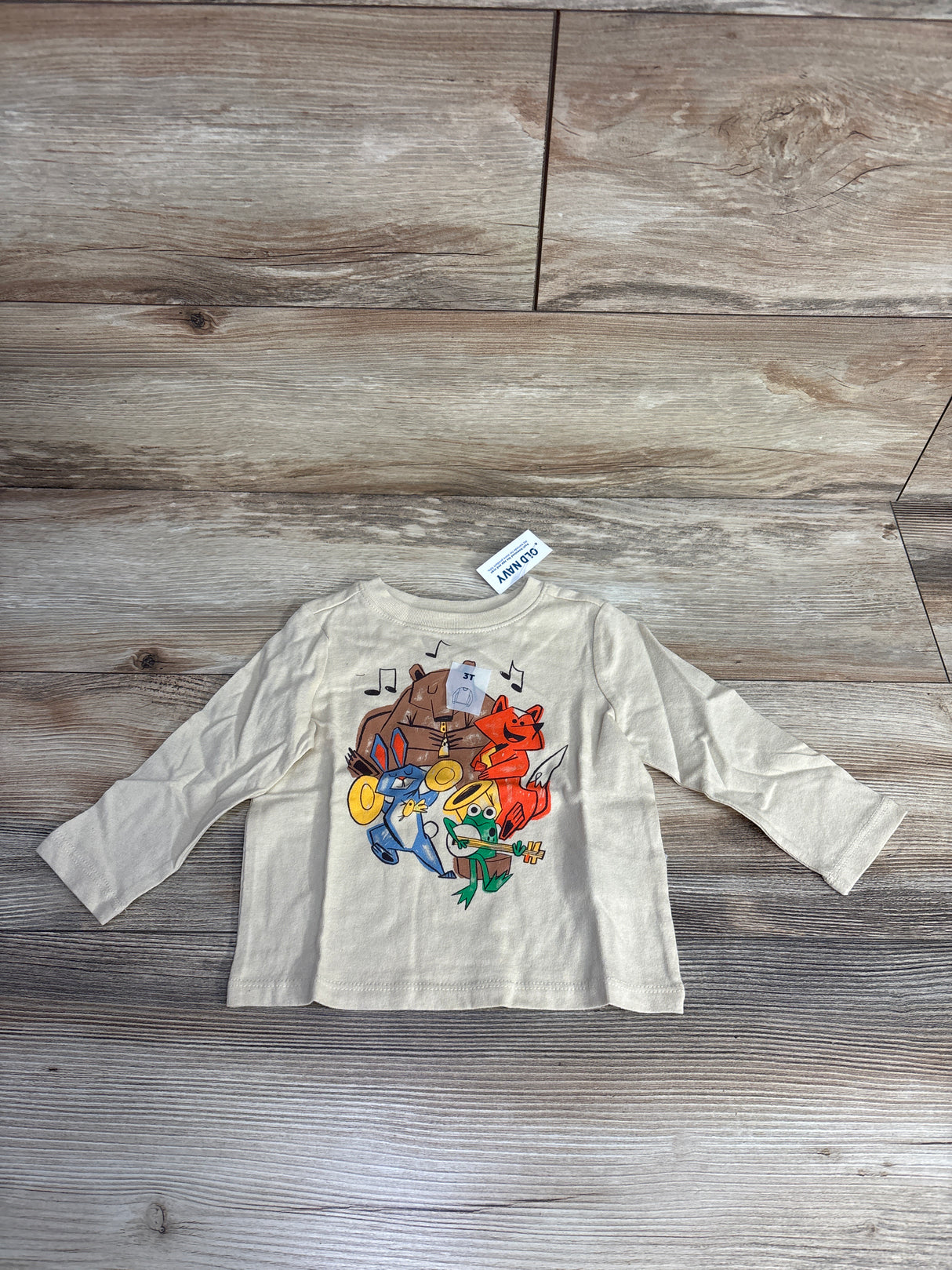 NEW Old Navy Musical Animals Beige Shirt sz 3T