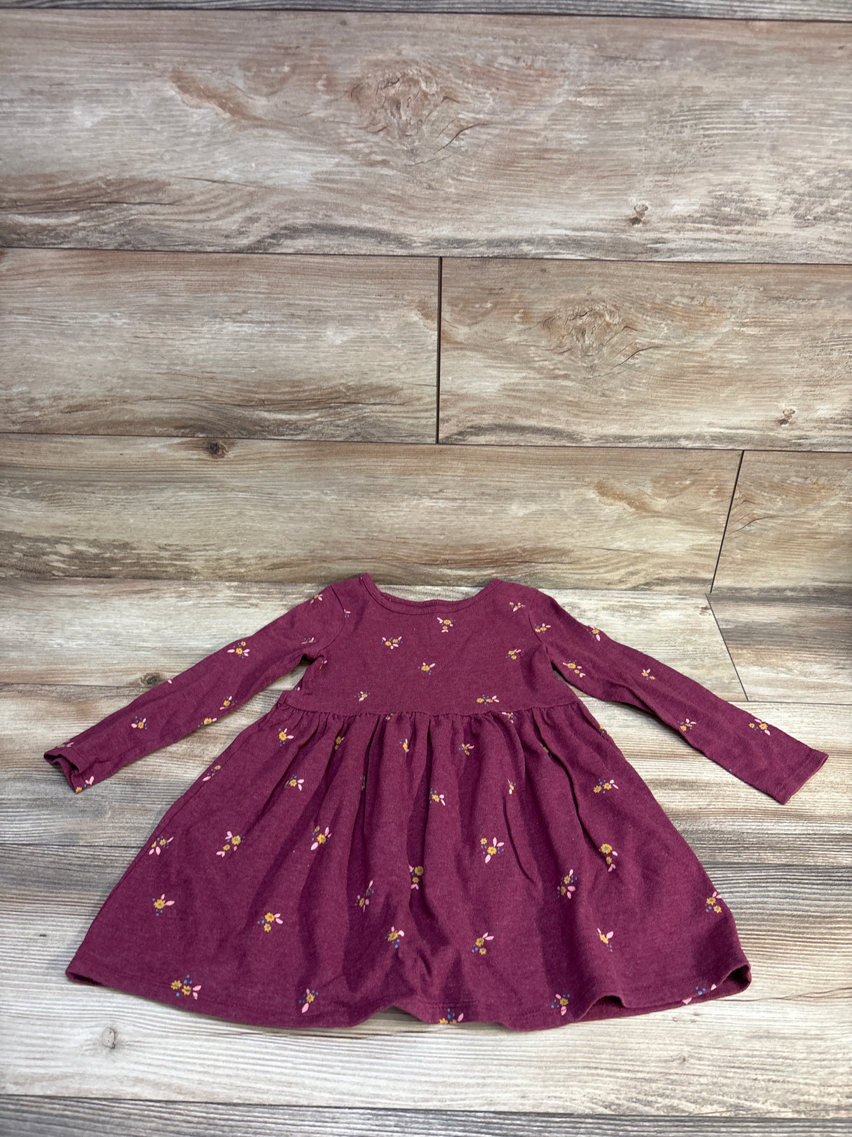 Cat & Jack Floral Long Sleeve Dress Maroon sz 4T