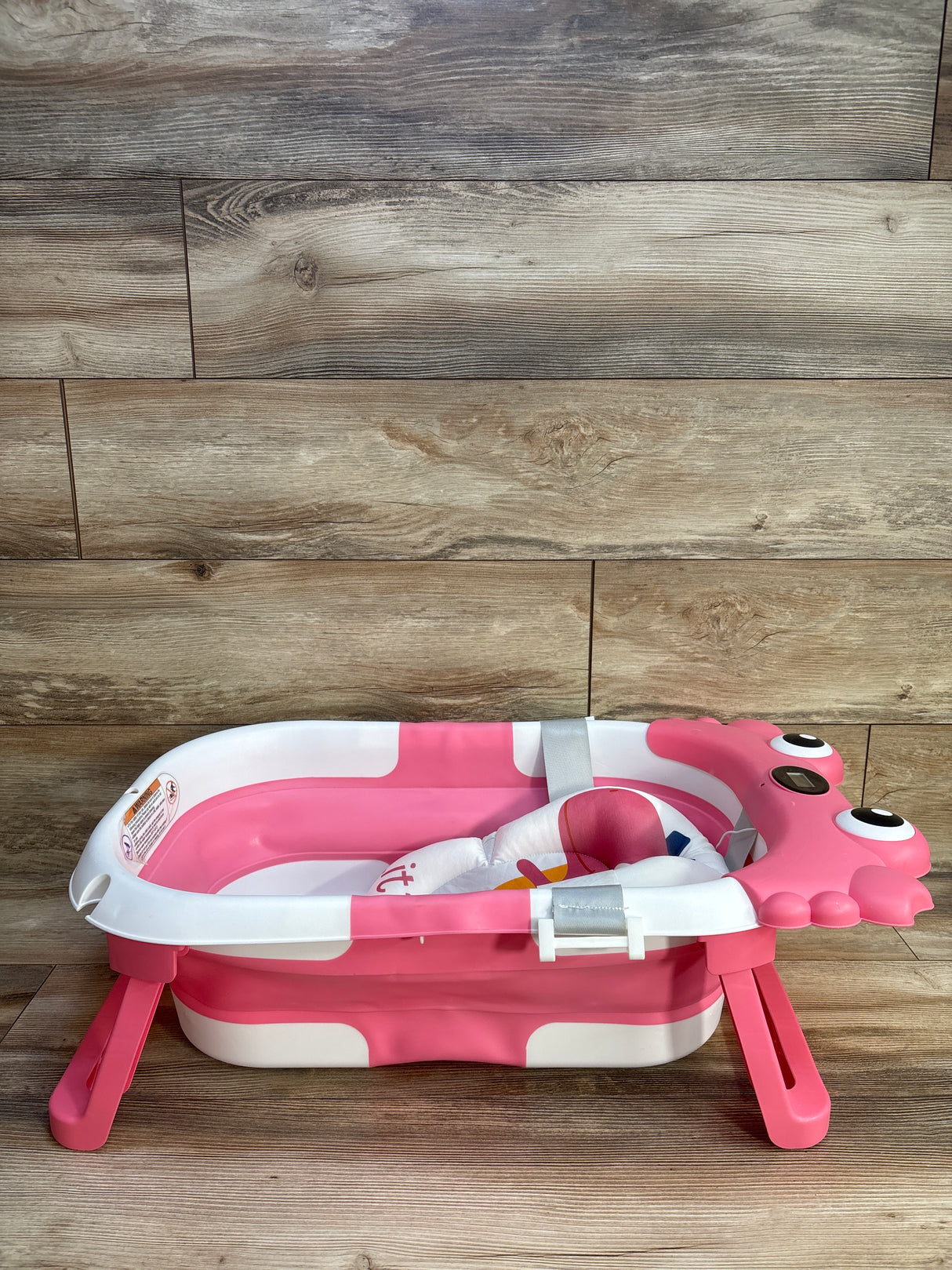 TPN Collapsible Baby Bathtub with Cushion & Thermometer, Pink
