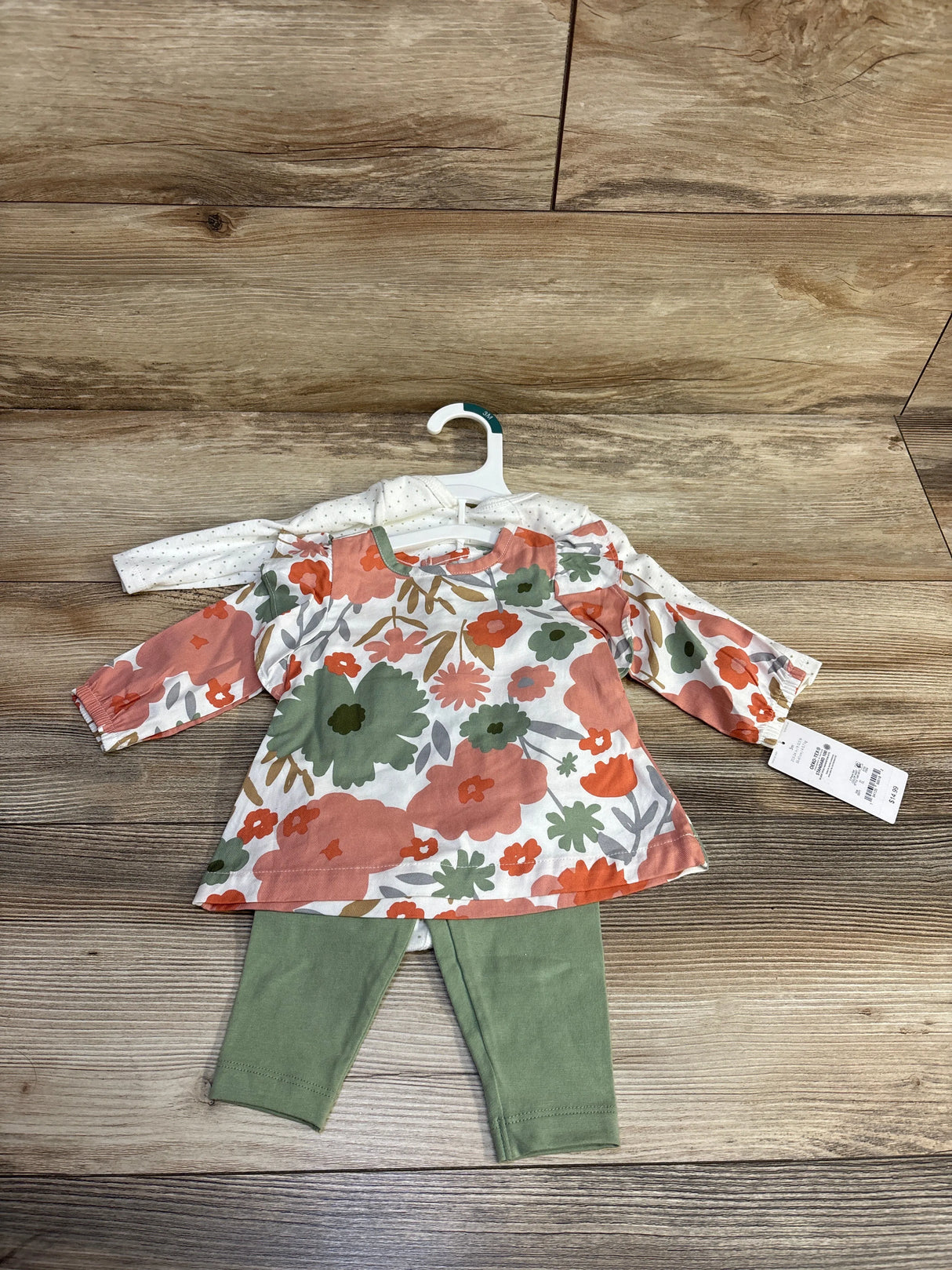 NEW Just One you 3pc Floral Shirt & Pants Set White sz 3m