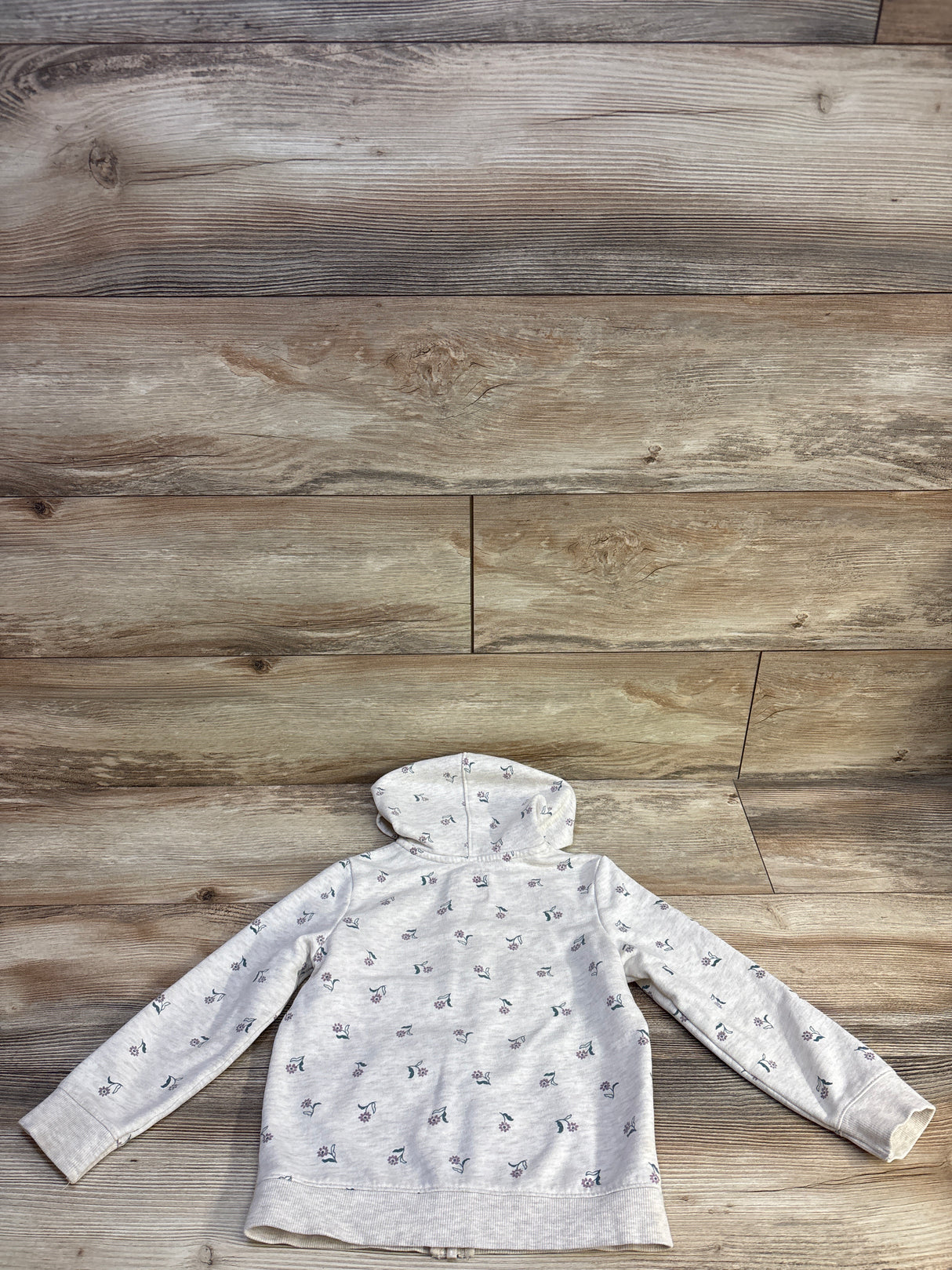 Cat & Jack Floral Full Zip Jacker Beige sz 5T