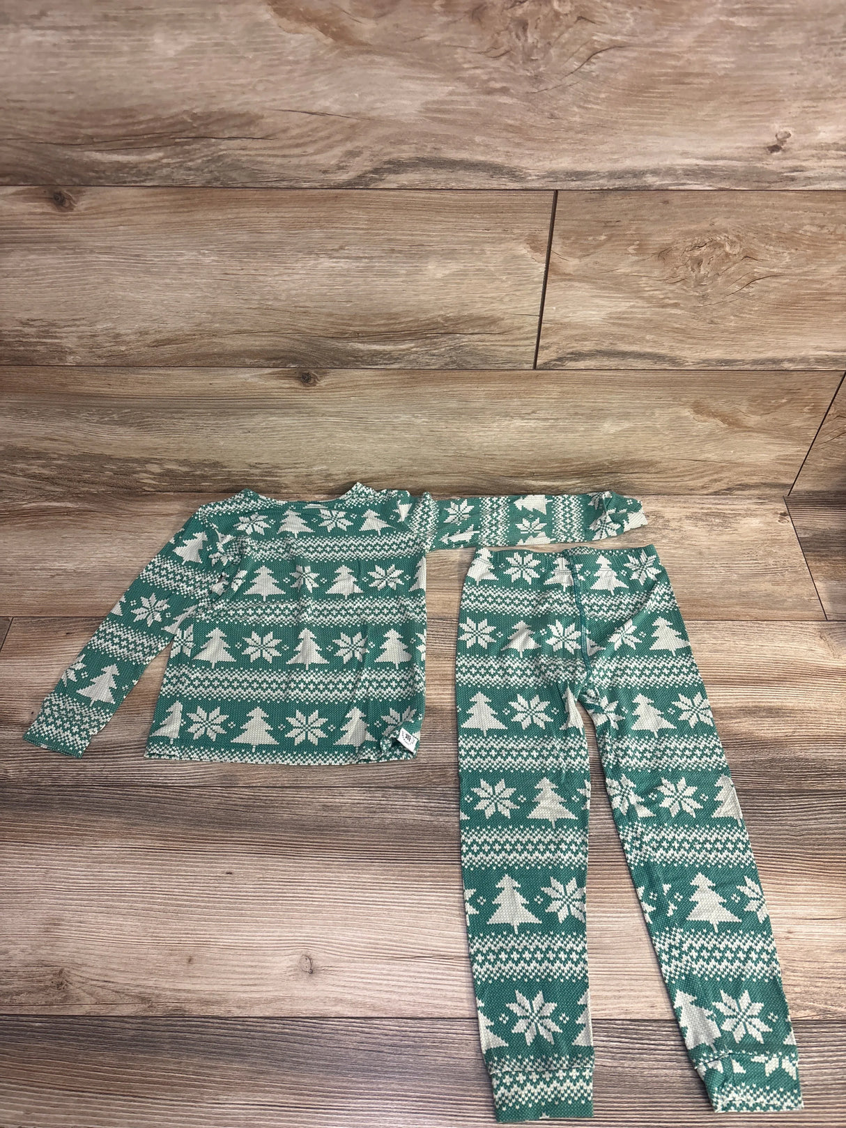Sweet Bamboo Evergreen Fair Isle 2pc Pajama Set Green sz 3T