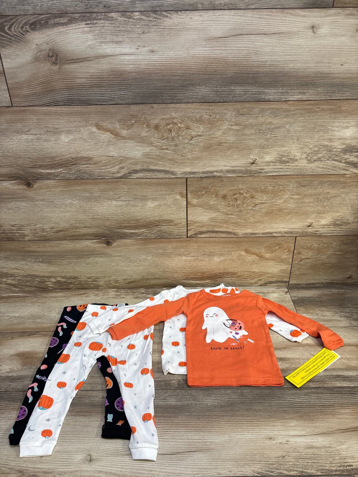 NEW Just One You 4pc Long Sleeve Ghost Halloween Pajama Set Orange sz 12m