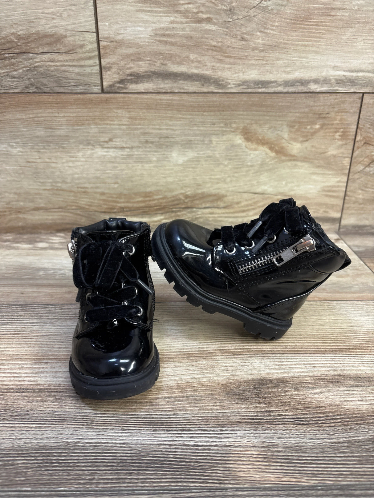 Wonder Nation Leather Boots Black sz 4c