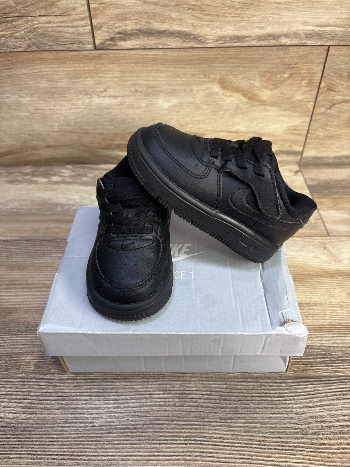 Nike Force 1 Low EasyOn TD 'Black' Sneakers sz 7c