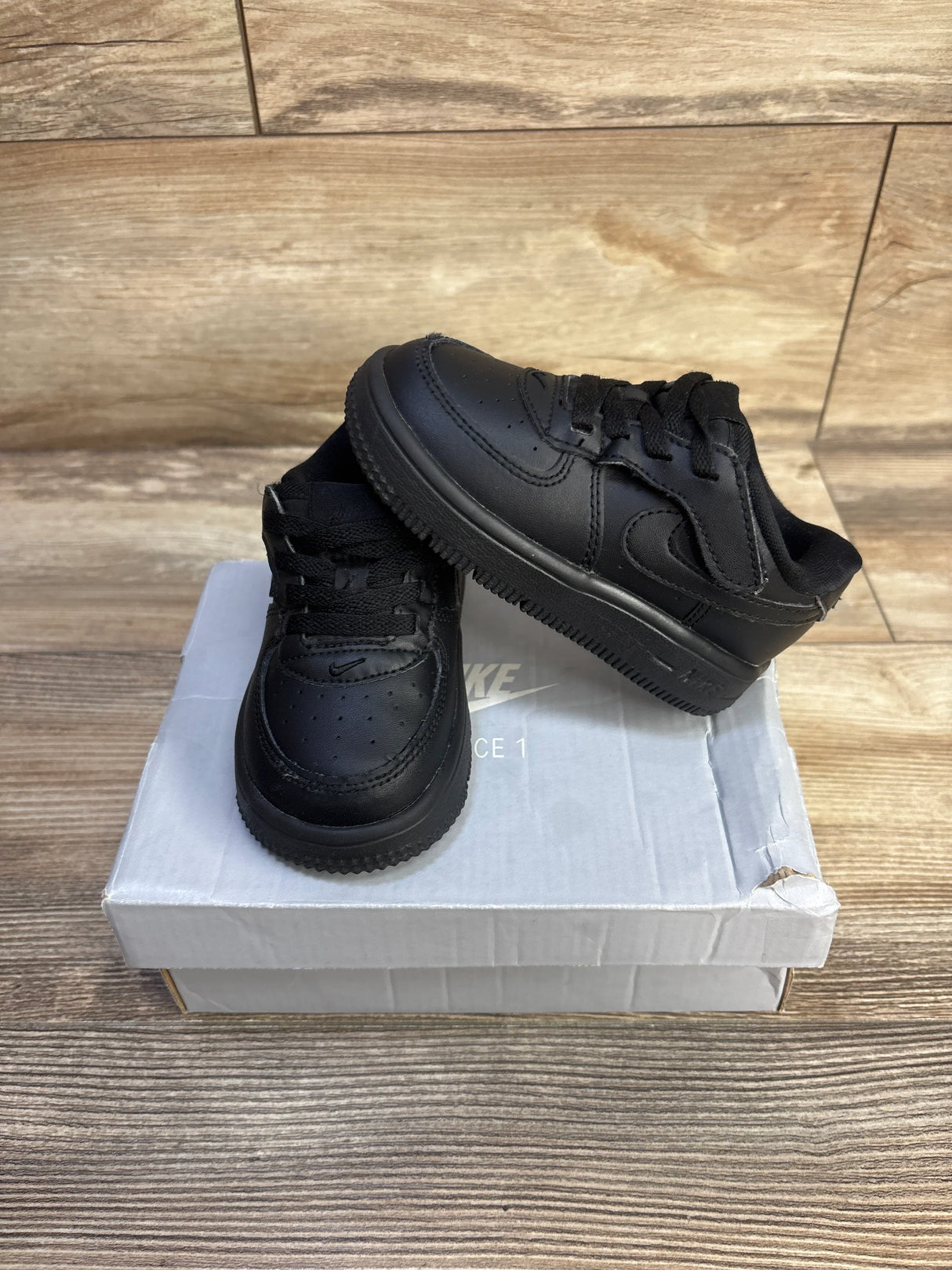 Nike Force 1 Low EasyOn TD 'Black' Sneakers sz 7c