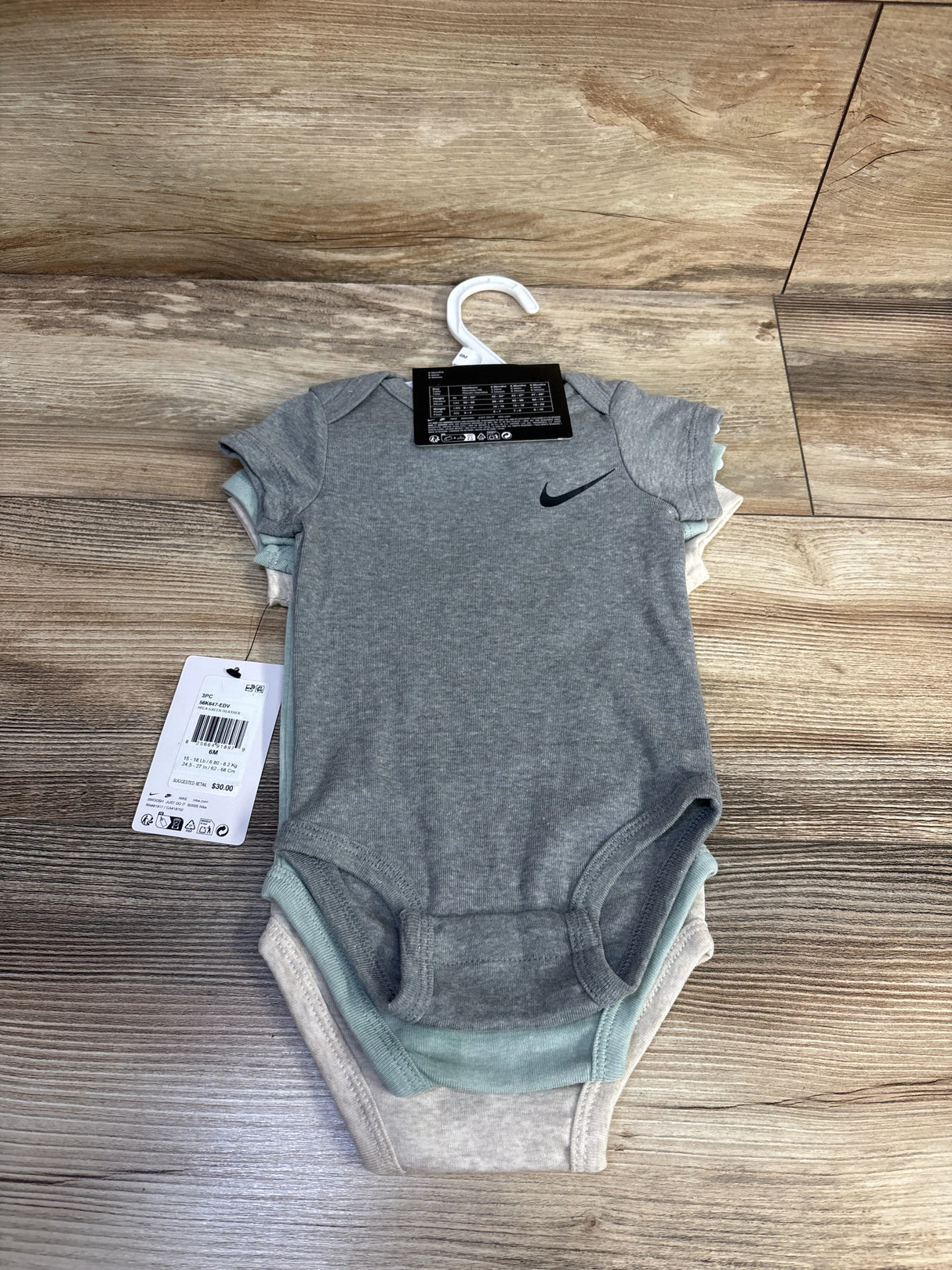 NEW Nike 3pk Bodysuits Beige sz 6m