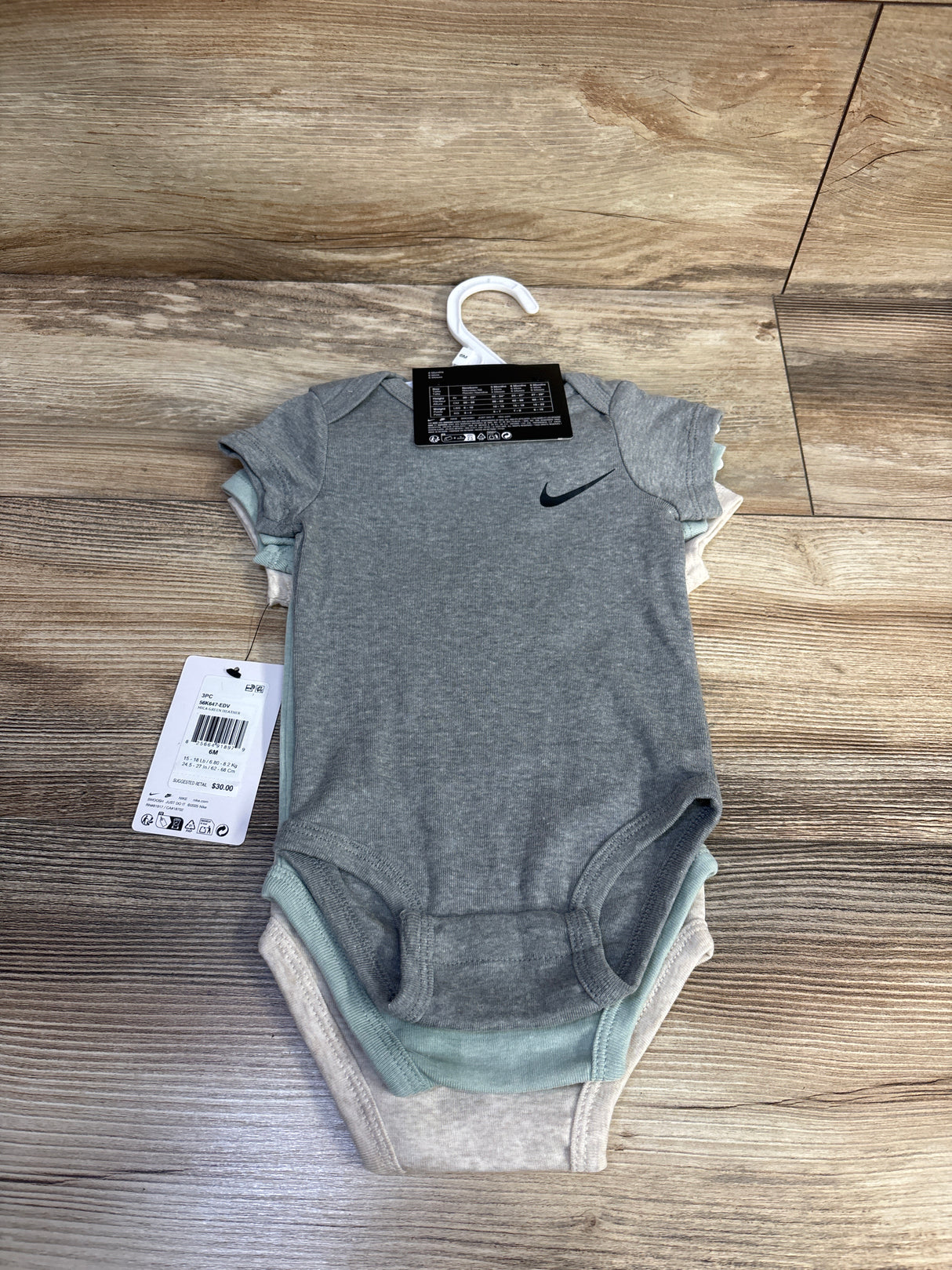 NEW Nike 3pk Bodysuits Beige sz 6m