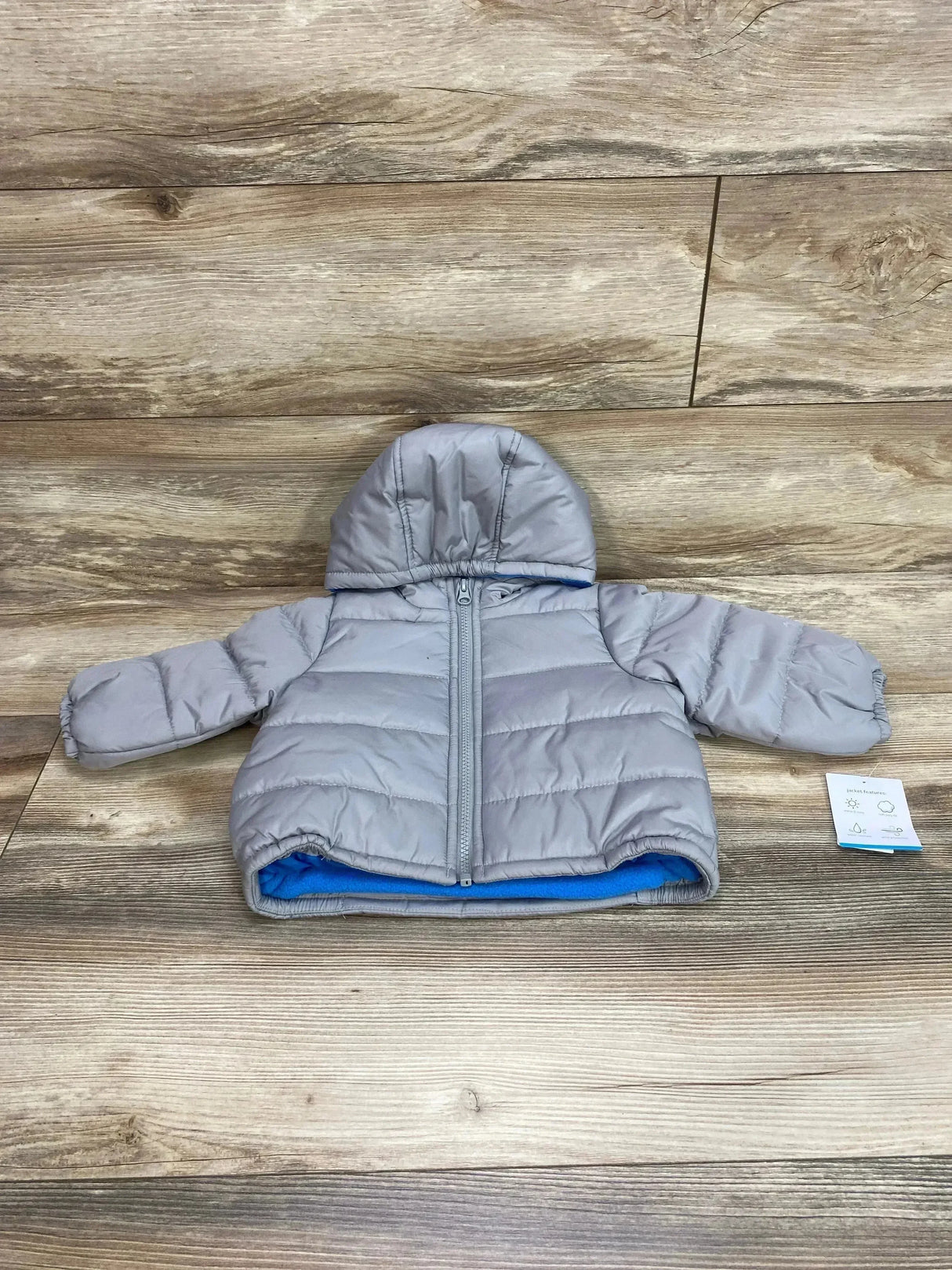 NEW Carter's Fleece Lined Puffer Jacket Grey sz 12m - Me n Mommy To Be