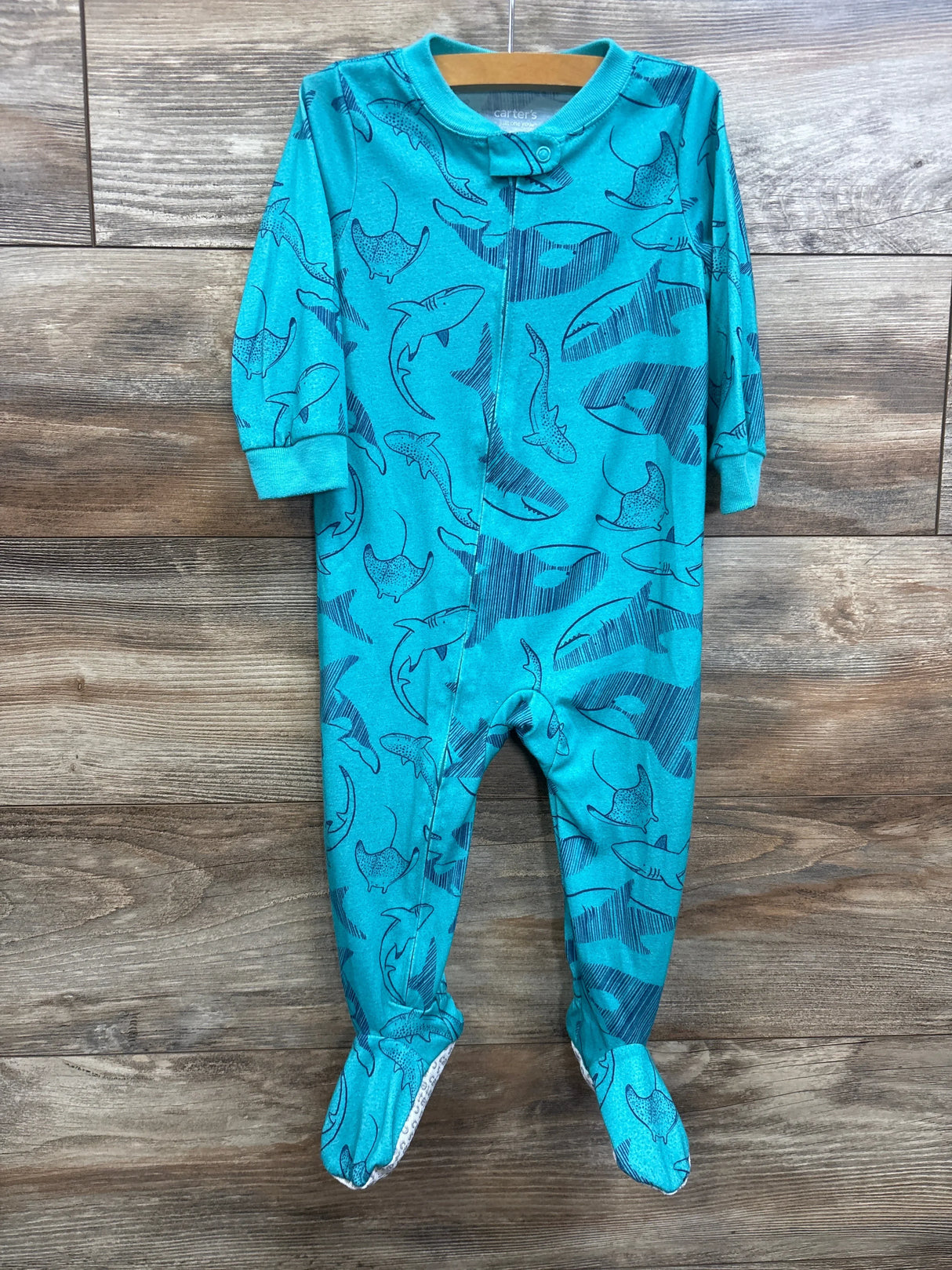 Just One You Shark Print Sleeper Blue sz 18m