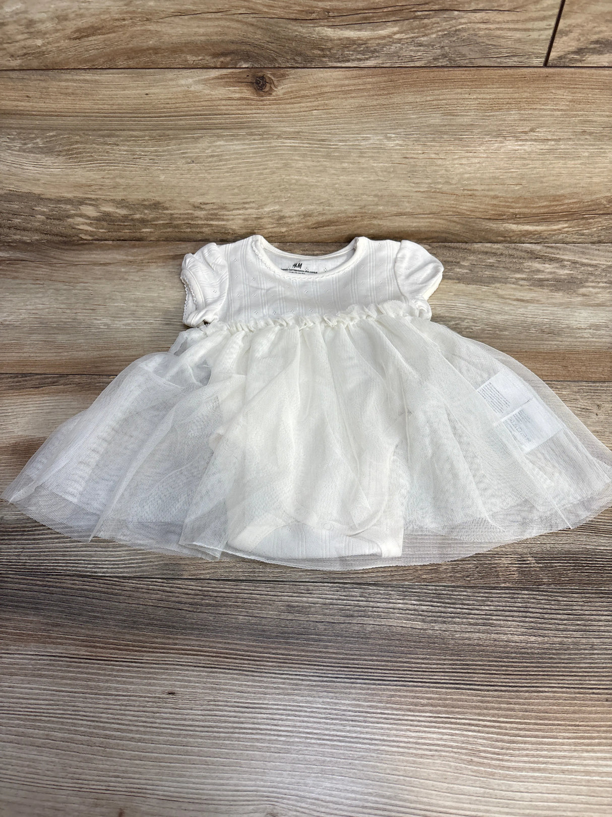 H&M Pointelle Tulle Bodysuit Dress White sz 3m - Me n Mommy To Be