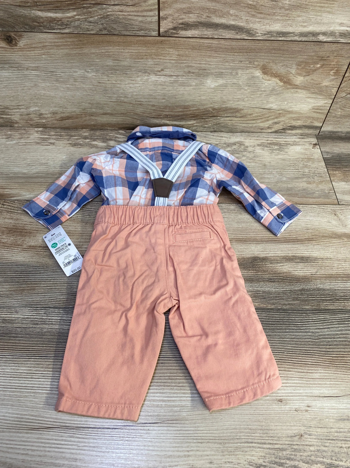 NEW Just One You 4pc Plaid Button-Up Suspender Set Blue sz 3m - Me n Mommy To Be