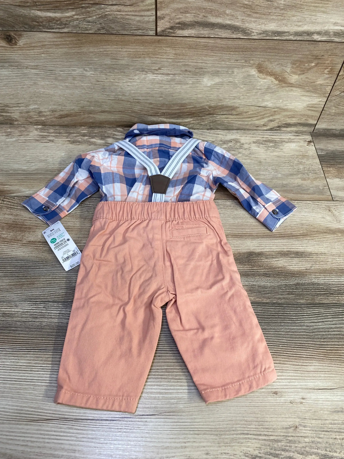 NEW Just One You 4pc Plaid Button-Up Suspender Set Blue sz 3m - Me n Mommy To Be