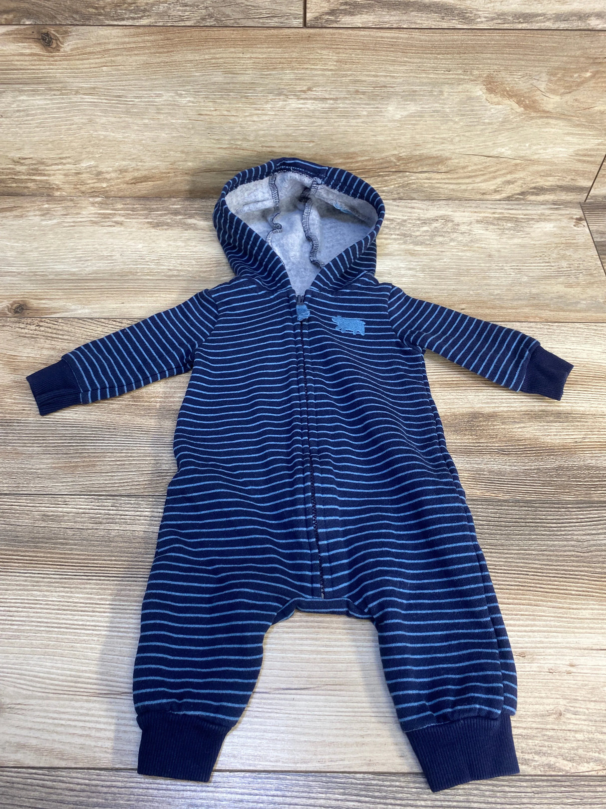 Carter's Striped Bear Hooded Coverall Navy sz 3m