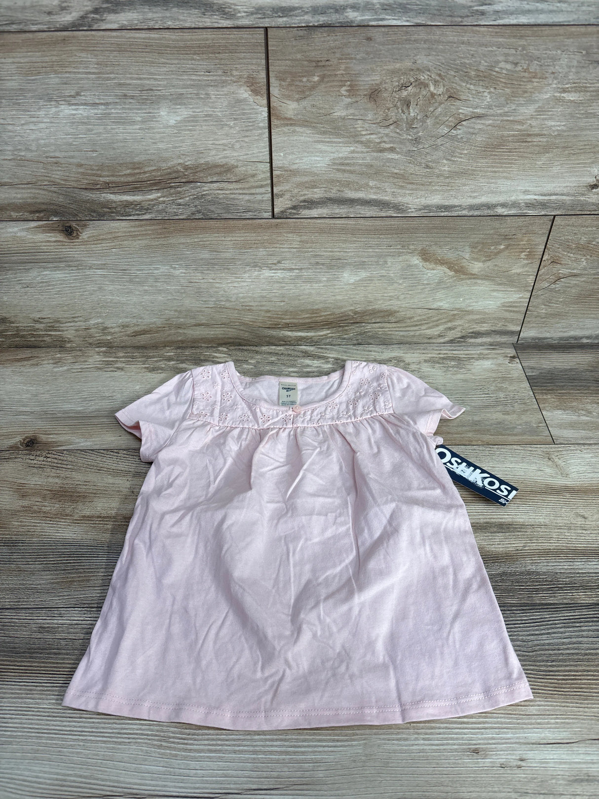 NEW OshKosh Eyelet Trim Shirt Pink sz 5T