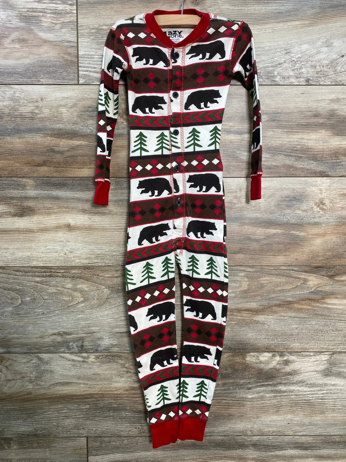 Lazy One Bear Essentials Onesie Flapjack Red/White sz 3T - Me n Mommy To Be