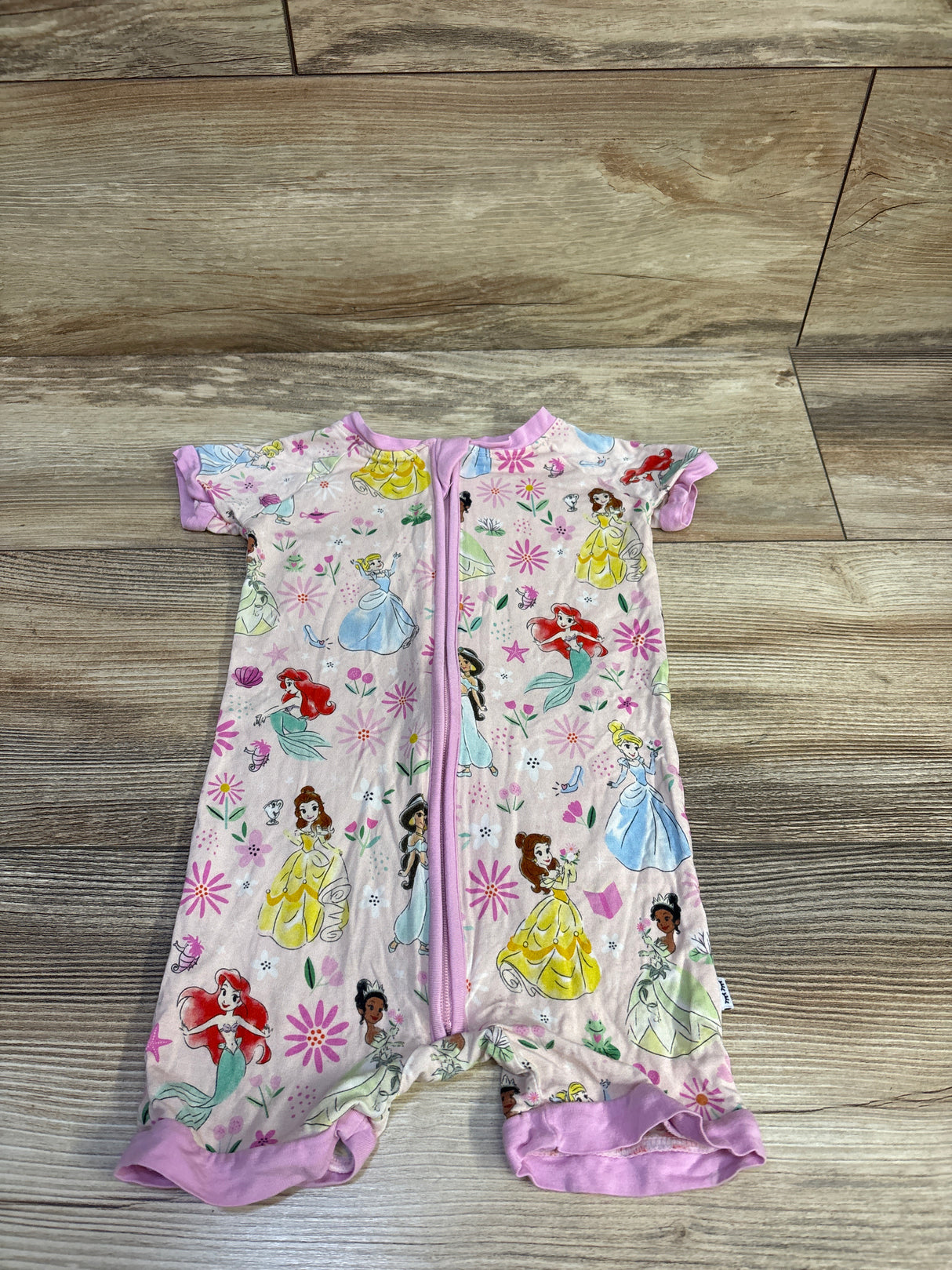 Little Sleepies x Disney Princess Shorty Zippy Sleeper Pink sz 12-18m