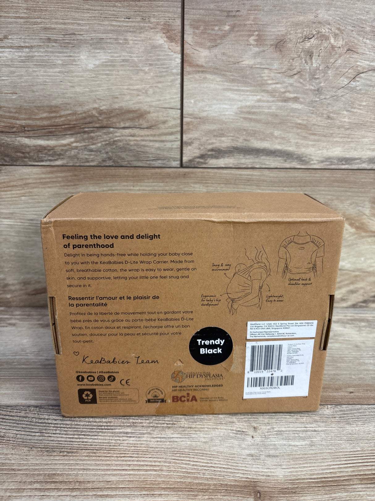 KeaBabies D-Lite Baby Wrap Carrier Black (up to 44lbs)