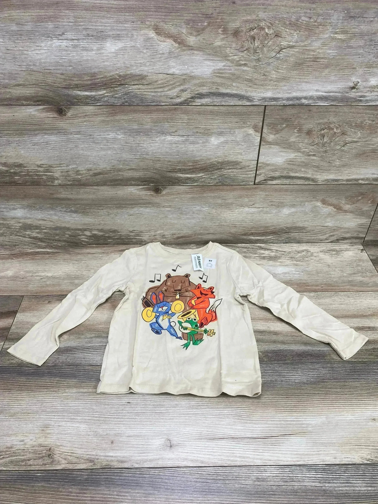 NEW Old Navy Musical Animals Beige Shirt sz 5T - Me n Mommy To Be