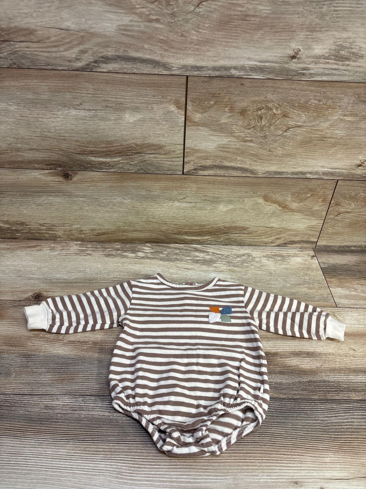 Easy Peasy Striped Bubble Romper Tan sz 3-6m