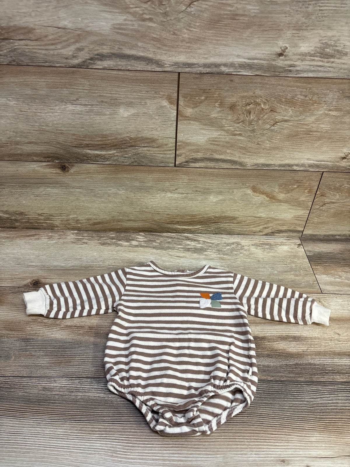 Easy Peasy Striped Bubble Romper Tan sz 3-6m