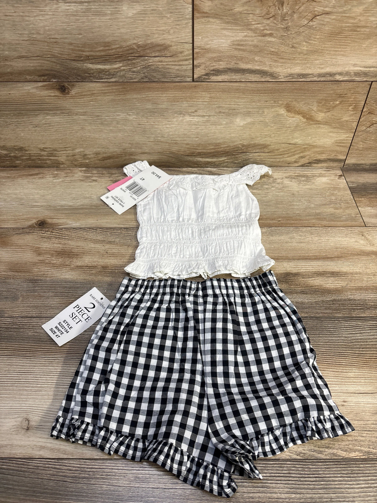 NEW Rare Editions 2pc Smocked Eyelet Top & Skort Set White sz 4T