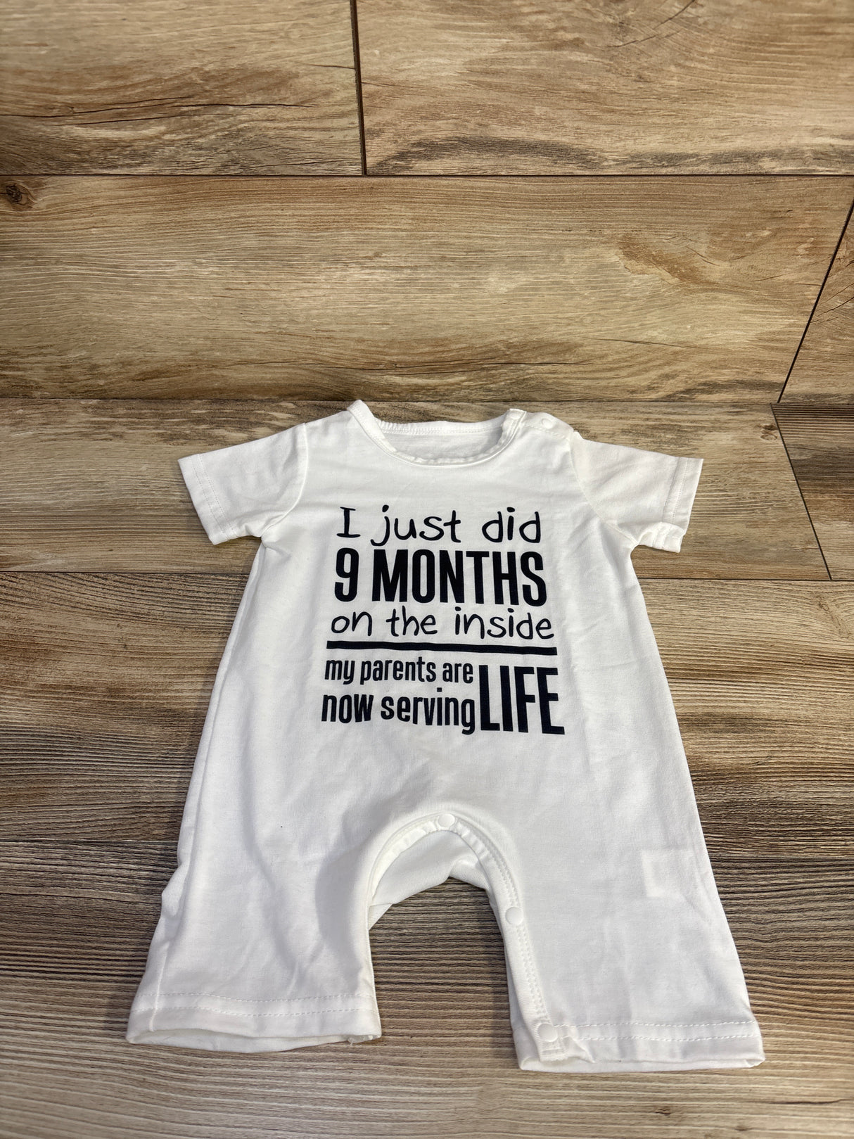 I Just Did 9 Months On The Inside Romper White sz 6-9m