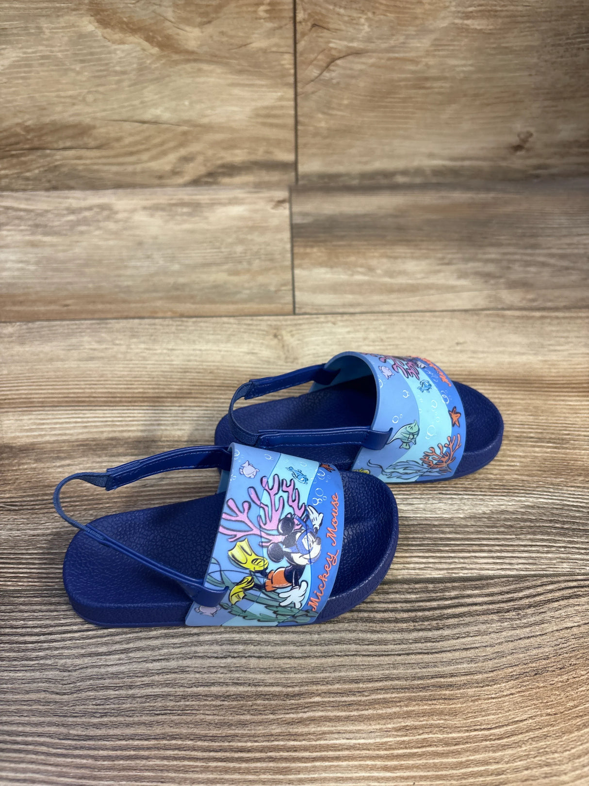 Disney Store Mickey Mouse Swim Slides Blue sz 5/6c