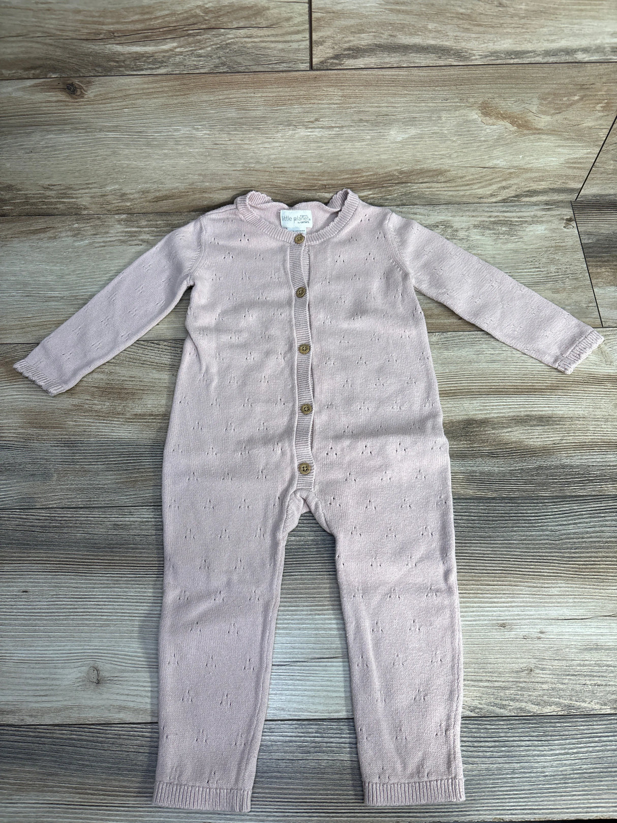 Little Planet Knitted Button Up Coverall Pink sz 18m