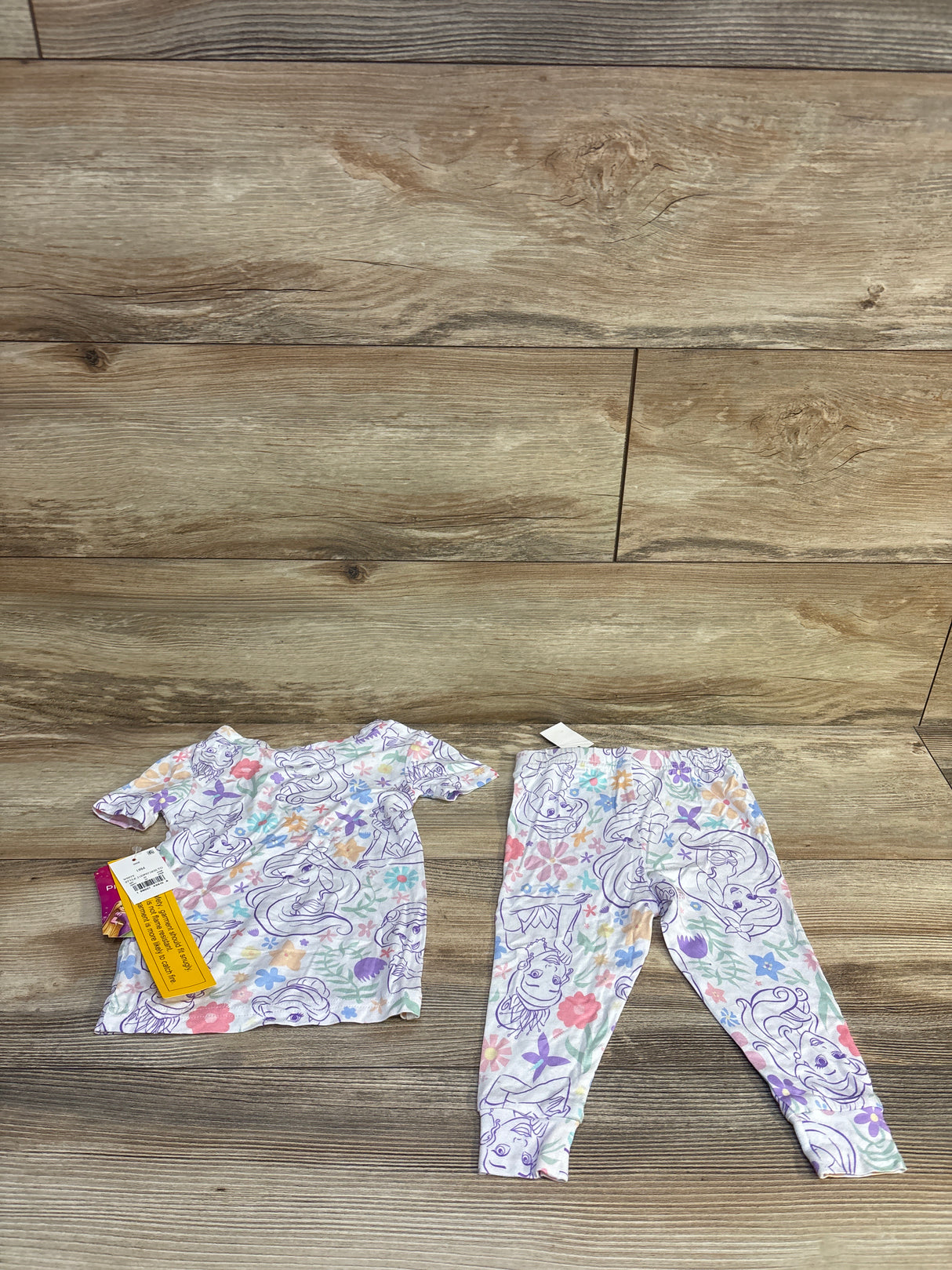 NEW Disney Princess 2pc Viscose Snug Fit Pajama Set White sz 18m