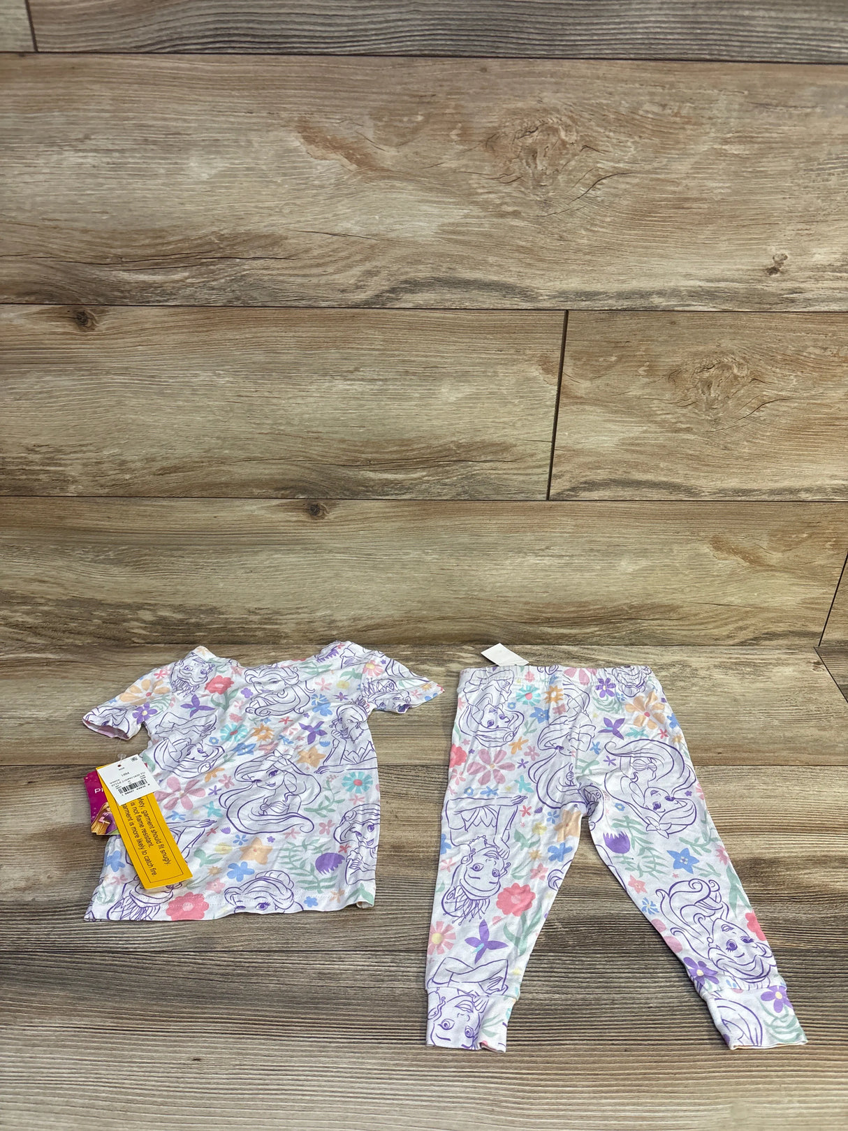 NEW Disney Princess 2pc Viscose Snug Fit Pajama Set White sz 18m