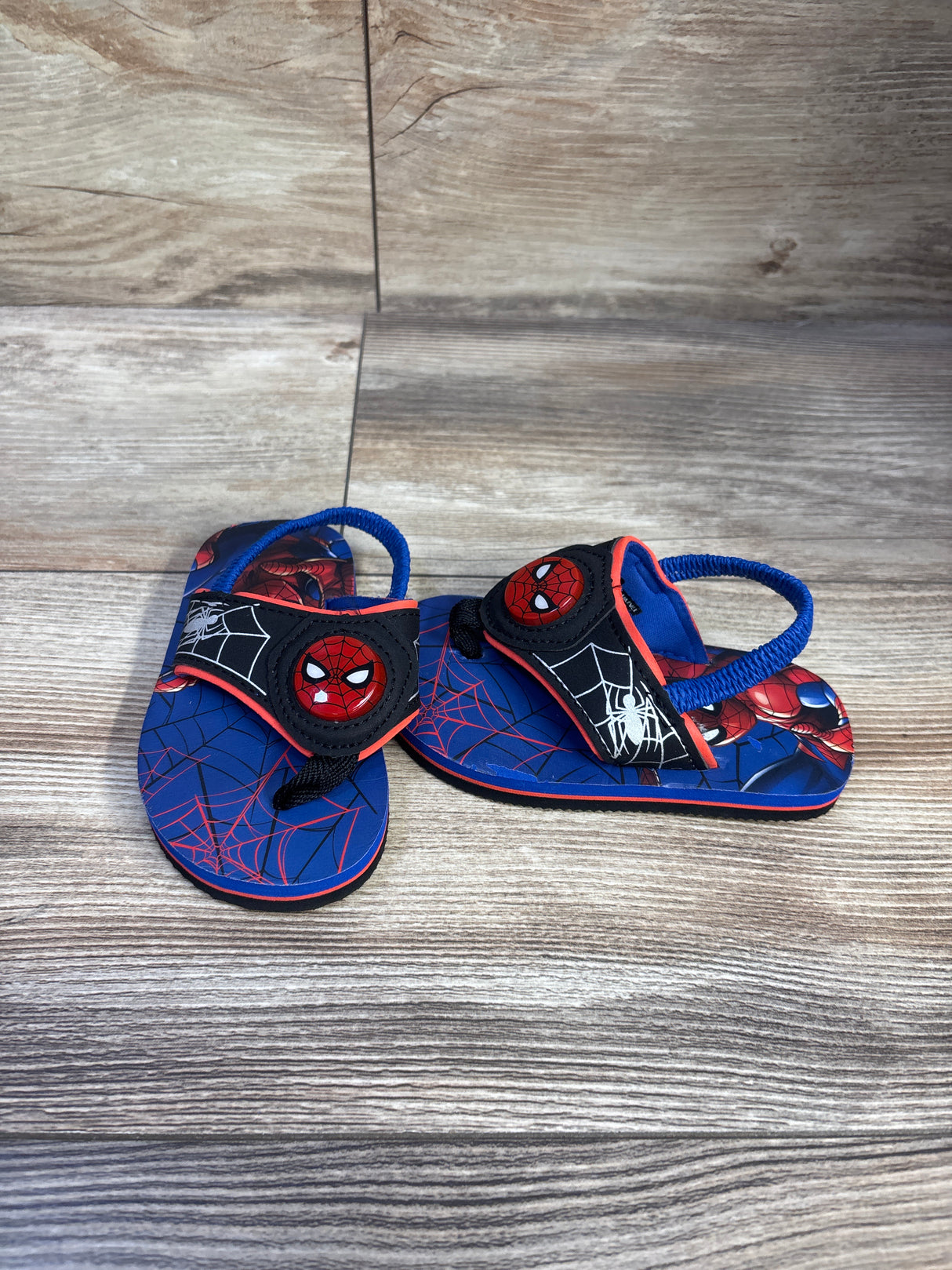 Marvel Spiderman Light Up Flip Flop Sandals BLue sz 5-6c
