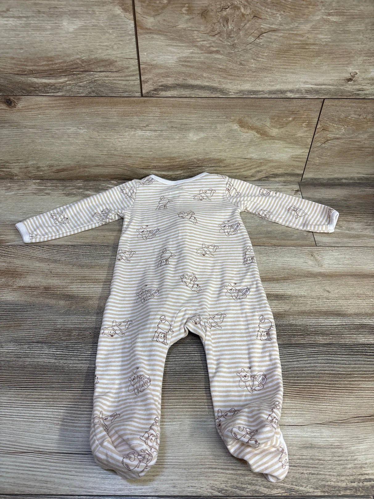 Disney Baby Striped Winnie The Pooh Sleeper White sz 6-9m