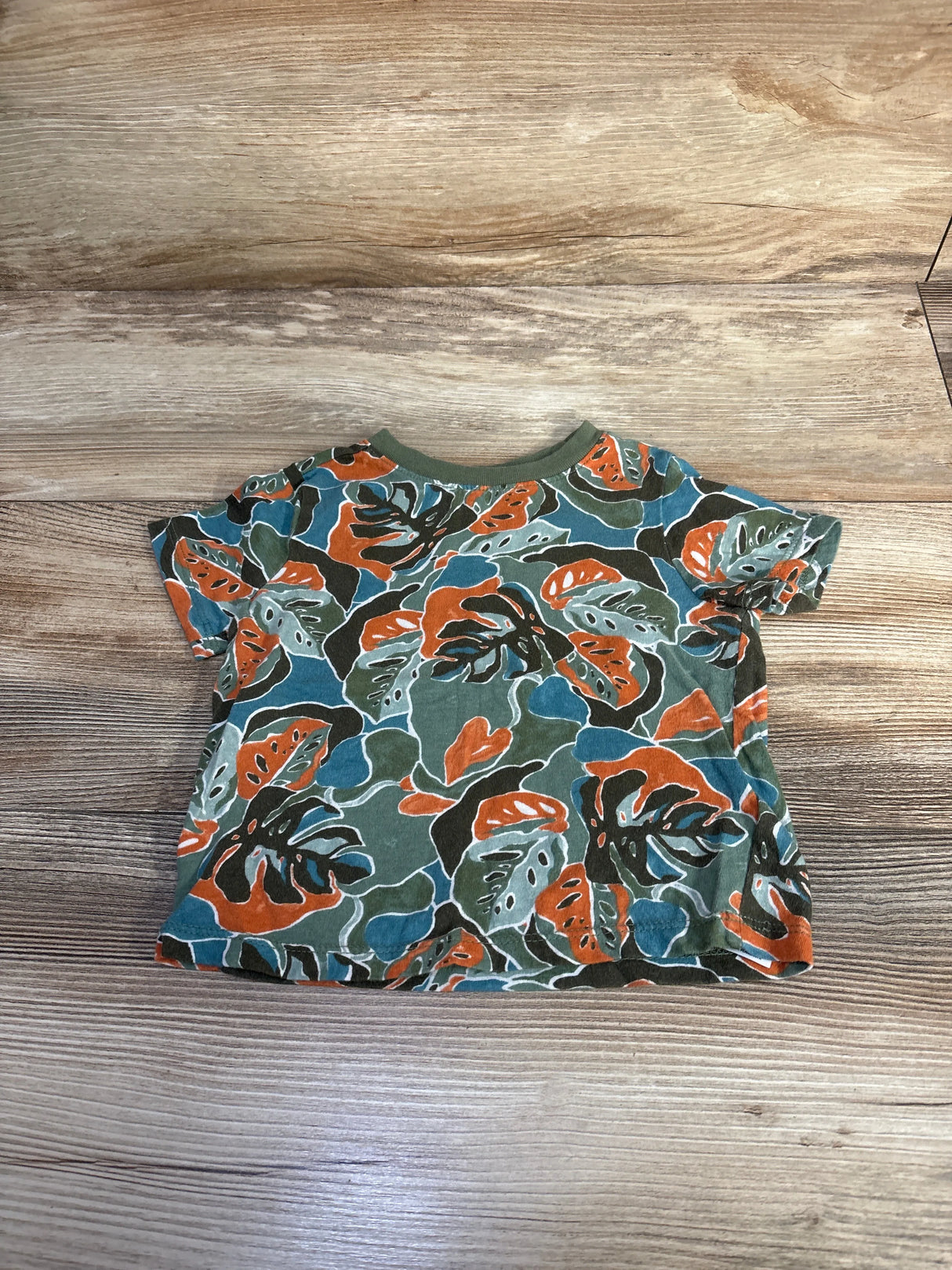 Old Navy Short Sleeve Leaf Print Shirt Blue sz 18-24m