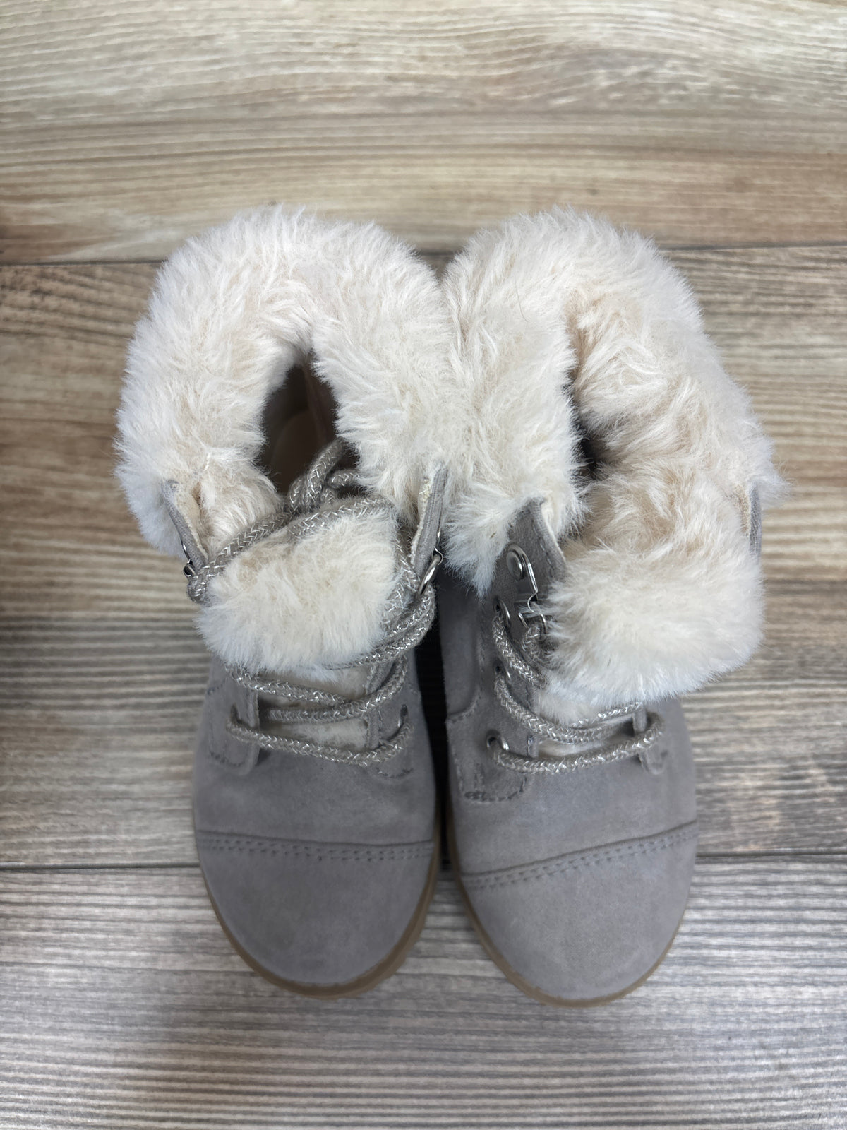 Old Navy Faux-Fur Cuff Lace-Up Winter Boots Grey sz 7c
