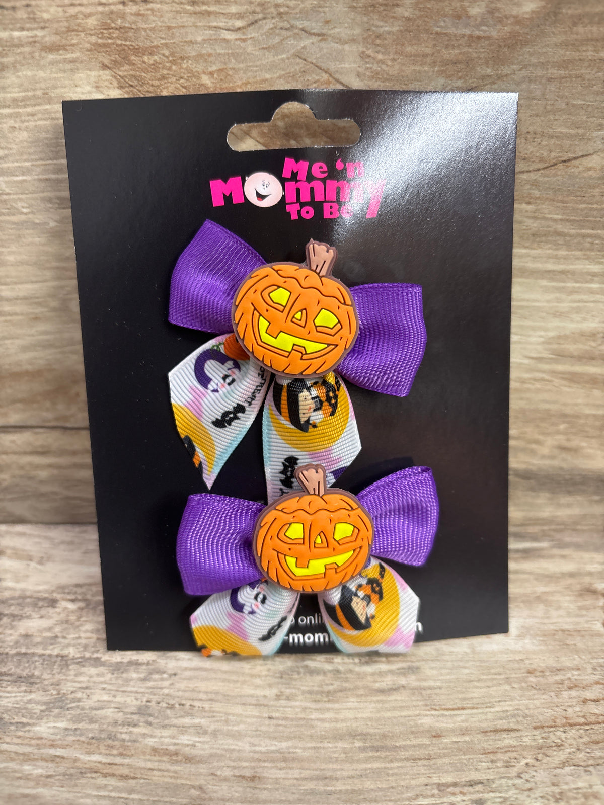 NEW Pumpkin Applique Hair Bows 2pk Purple