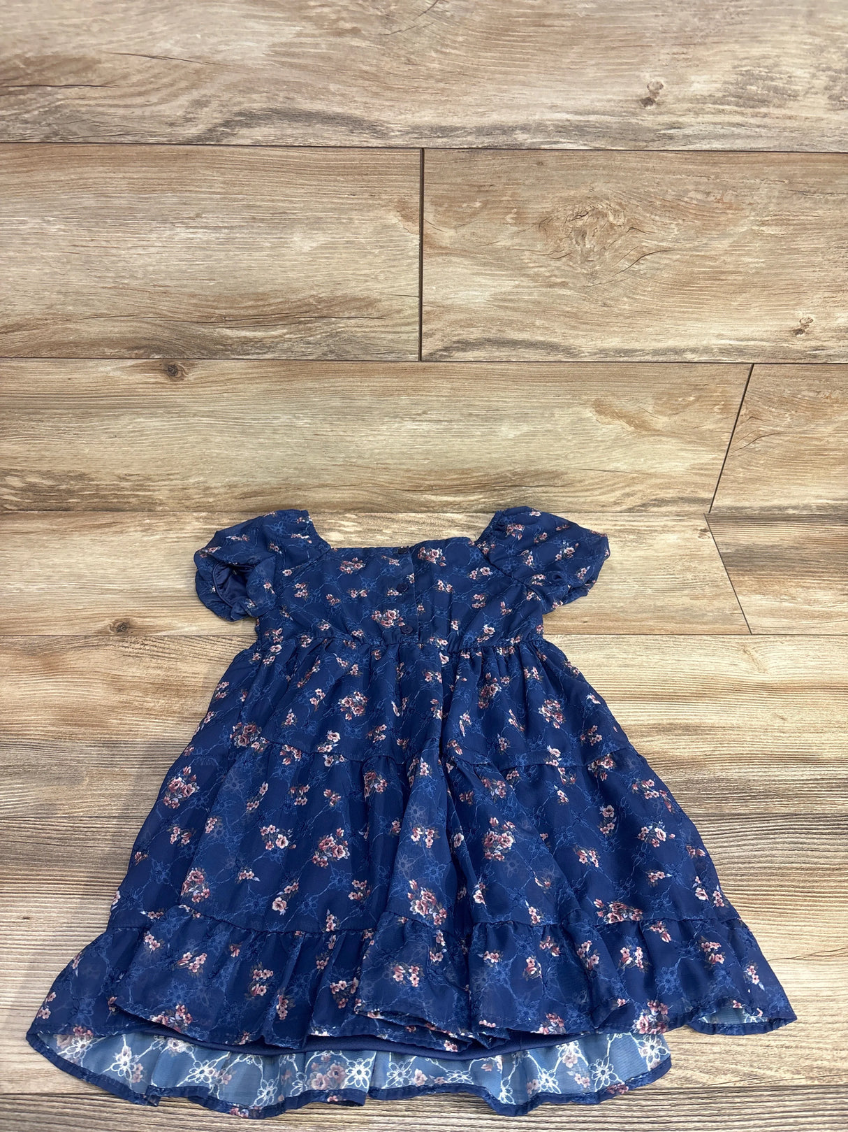 Rare Editions Floral Puff Sleeve Dress Navy sz 5T